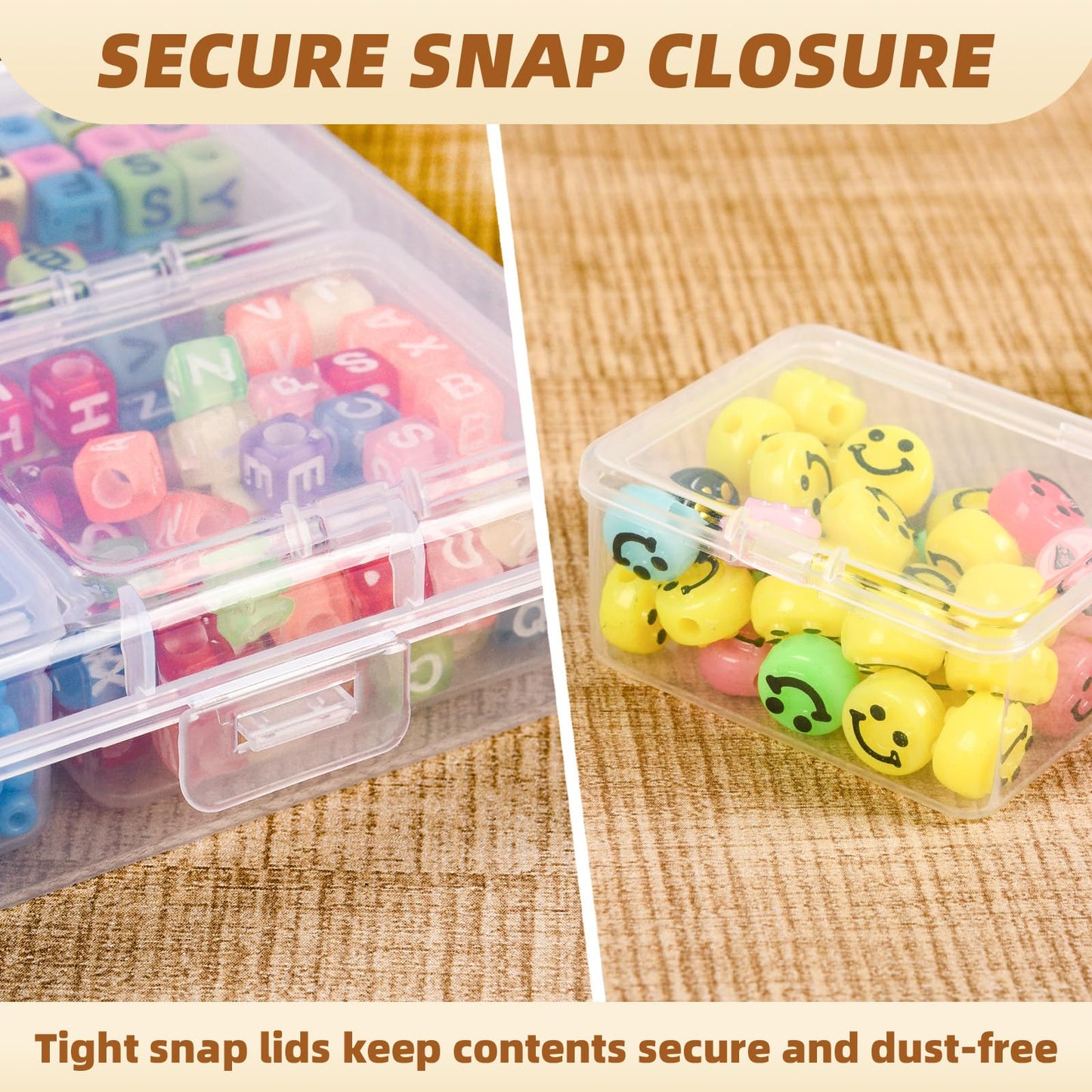 Cokapo Bead Organizer Box, 64 Pcs Clear Bead Storage Containers, Craft Organizers and Storage with Hinged Lids, Small Plastic Containers Boxes for Diamond Painting Art, Jewelry, Nail Art, Small Parts