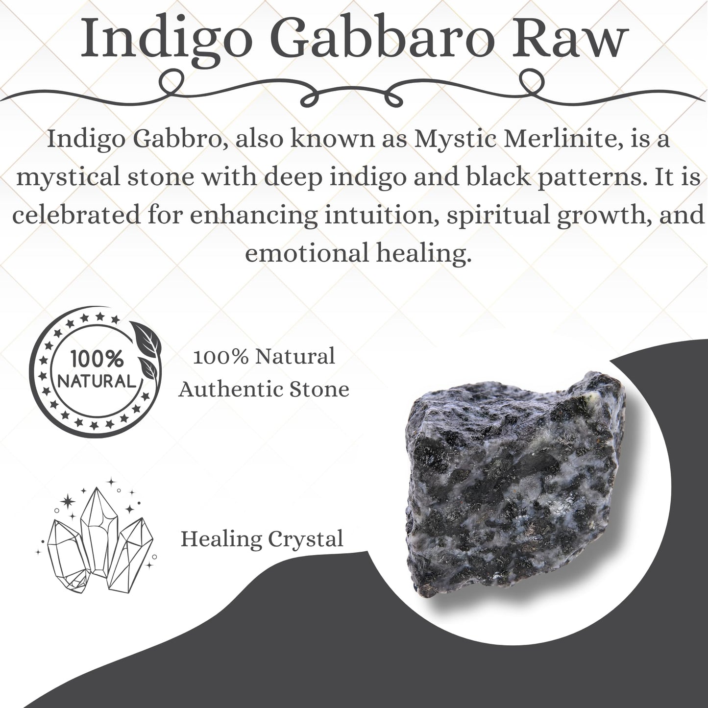 ANAYA AGATE Indigo Gabbro 2 Pcs Raw Crystals Rough Gemstones w/Authenticity Card, Velvet Pouch - Large 1.25–2.0" Raw Stones for Tumbling, Cabbing, Polishing, Cutting Natural Healing Crystals for Home Decor, DIY Stones