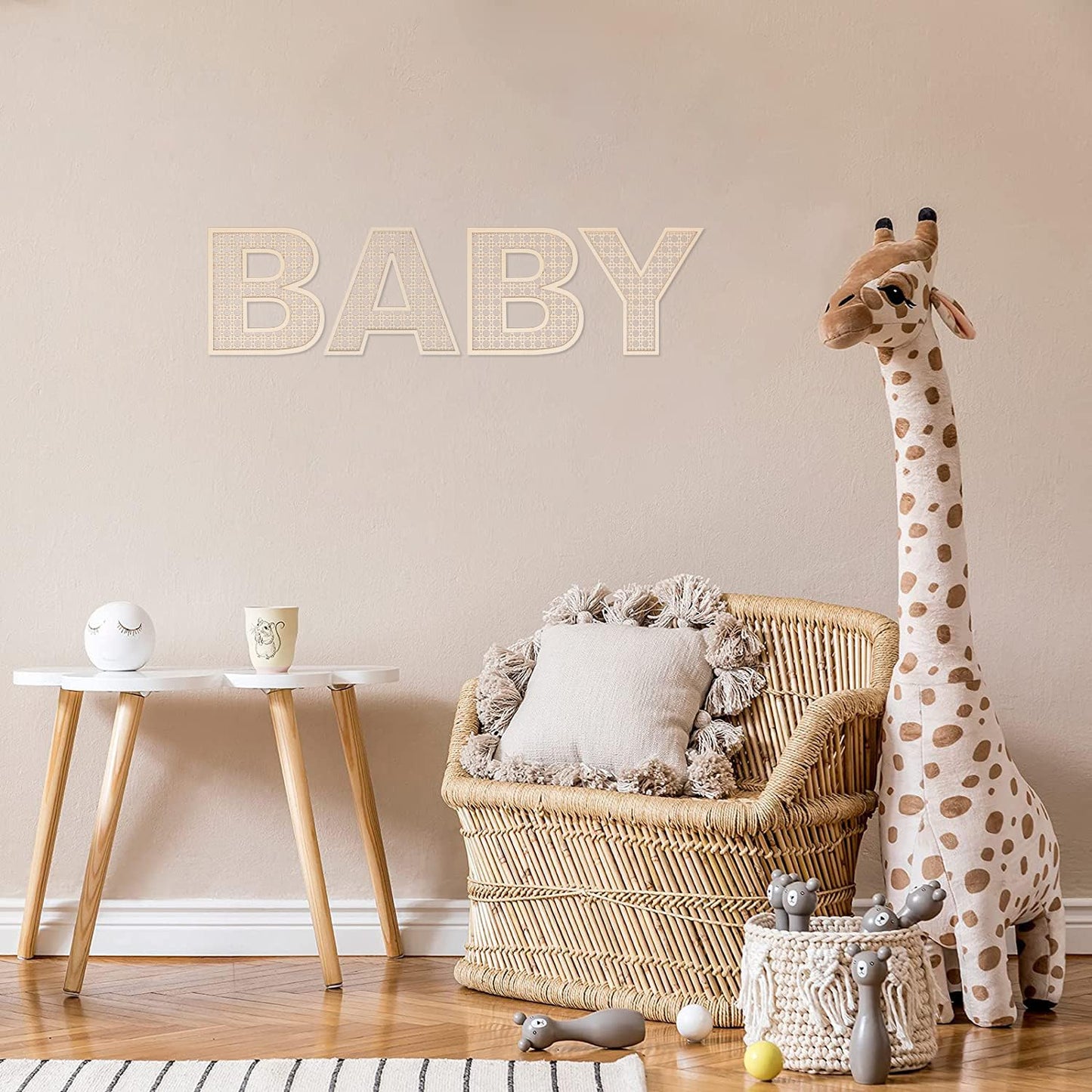 Wooden Rattan Letters 8 inch Wood Letters P for Wall Decor Crafts Boho Nursery Decor for Baby Shower Wedding Bedroom Name Signs Large Rustic Letter Home Decoration