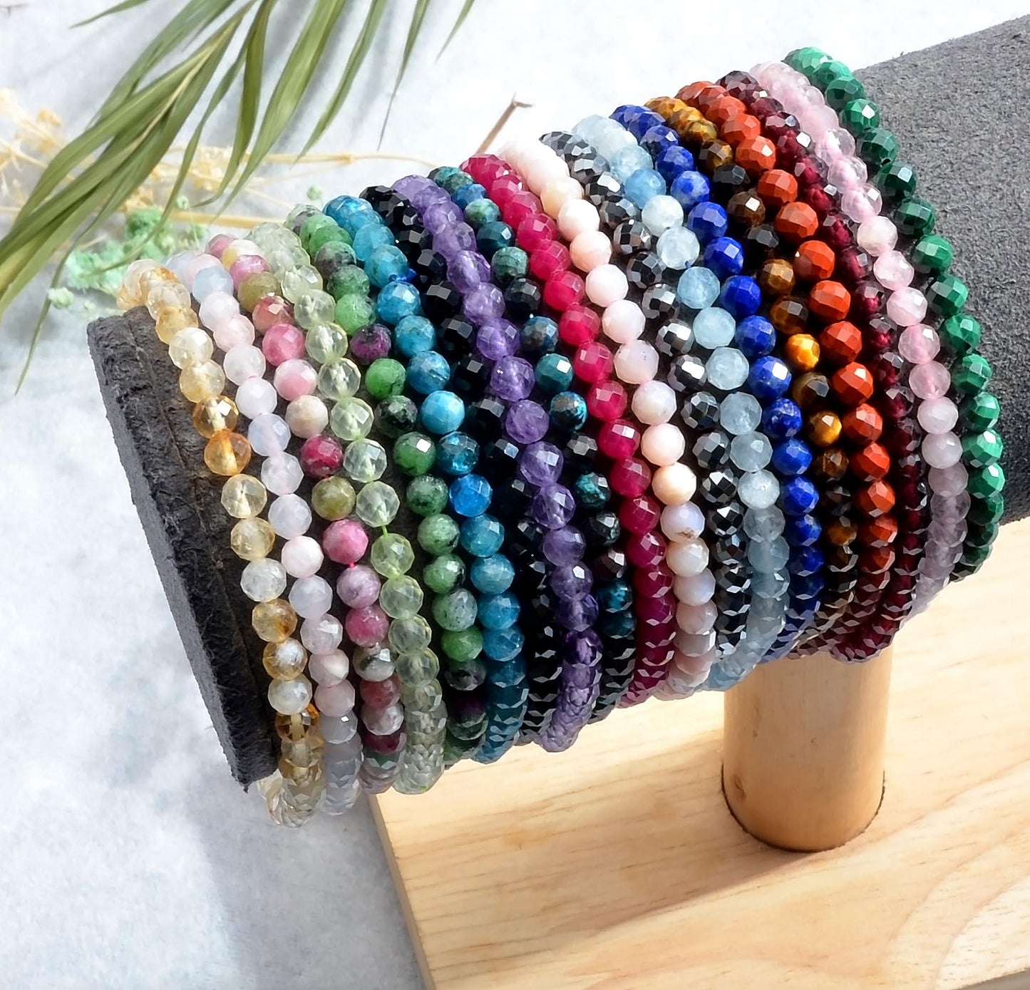 MASSIVE BEADS Natural Genuine Gemstone Beads Healing Crystal Chakra Reiki Jewelry Faceted Round Beads Bracelets (Rainbow Fluorite, 3mm)
