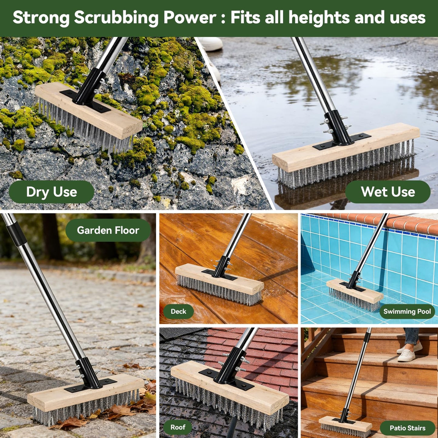 ZORSHUY 4-in-1 Weeding Tool with Hoe, Grabber, Pruning Shears & Scrub Brush,Garden Hoe & Weed Puller Tool with Long Handle,Dandelion Heavy Duty Uprooting Tool for Lawn Yard Garden