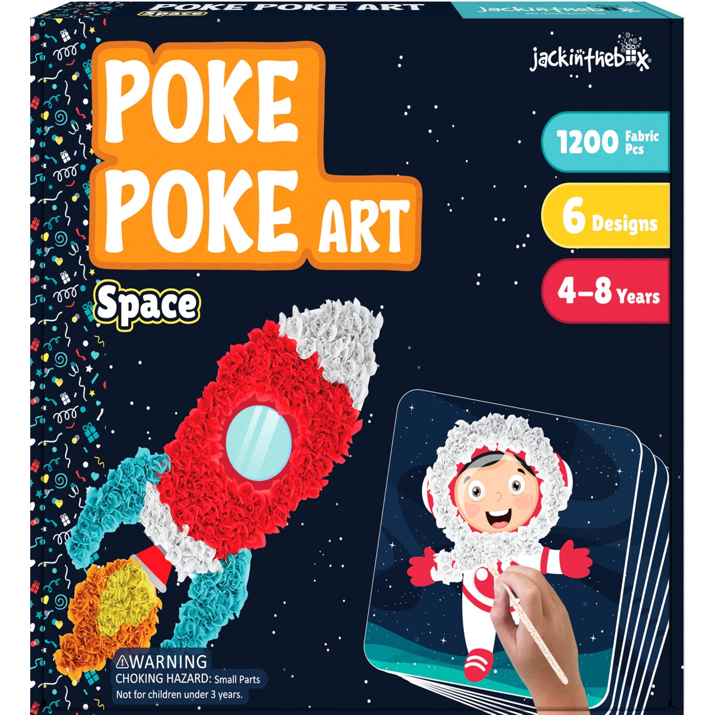 jackinthebox Poke Poke Art for Kids – Space Theme, Flower Pressing Kits, Mess-Free Fabric Art and Craft,Gift for Kids for Girls and Boys Ages 4 5 6 7 8