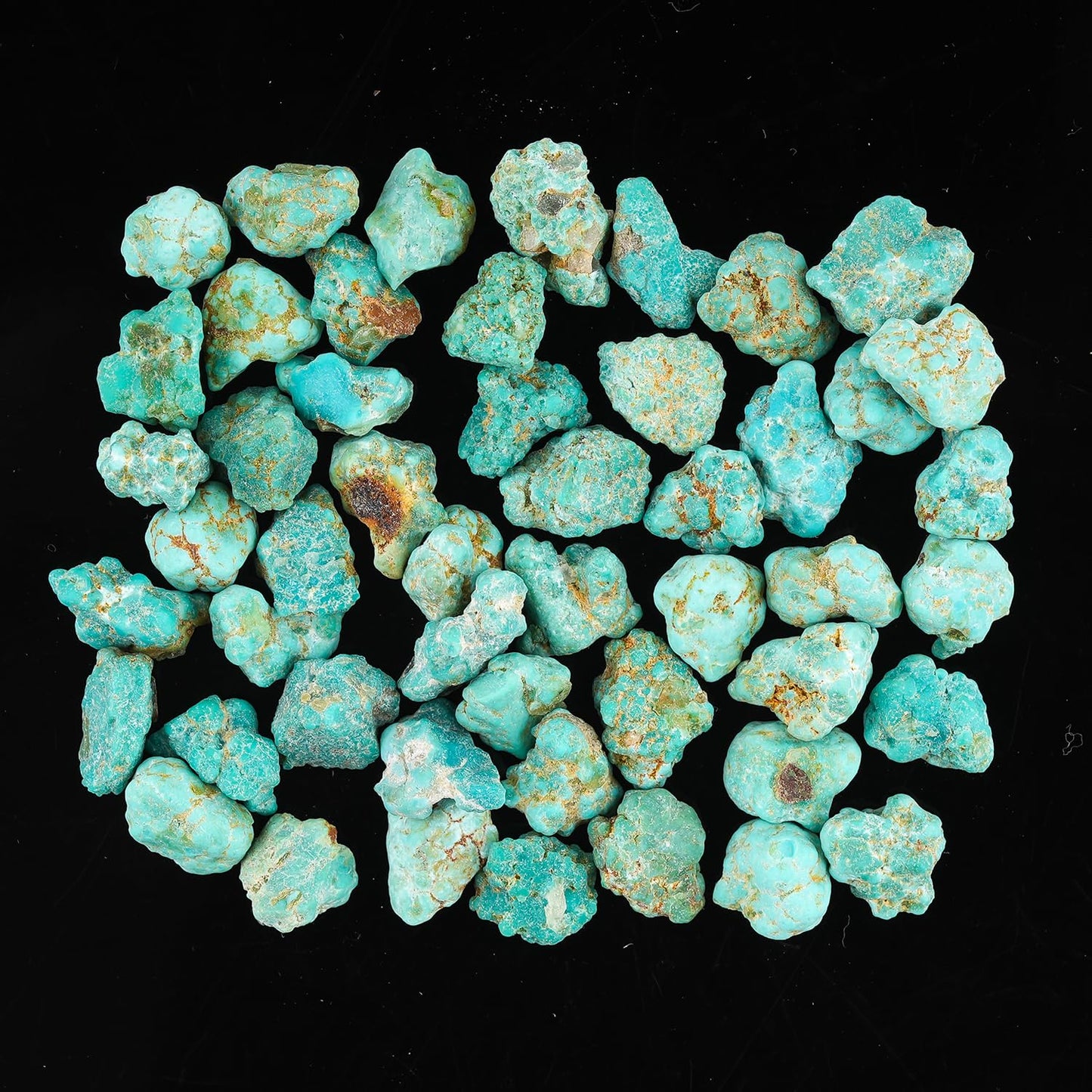 CRYSTALIS Wholesale Bulk 50pcs Arizona Copper Turquoise Natural Raw Crystals, Loose Gemstone Rough Jewelry Making Supply, Chakra Healing Stones, DIY, Gem Collection (90+ carats) (4-8mm)