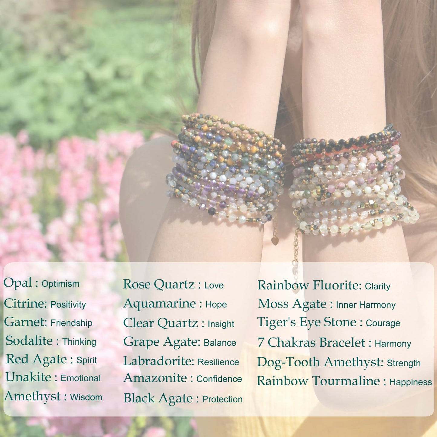 Farfume Black Agate - Protection - Crystal Beaded Bracelets, Chakra 4mm Natural Stone Beads Bracelets, Gemstone Spiritual Jewelry Gifts for Mother's Day
