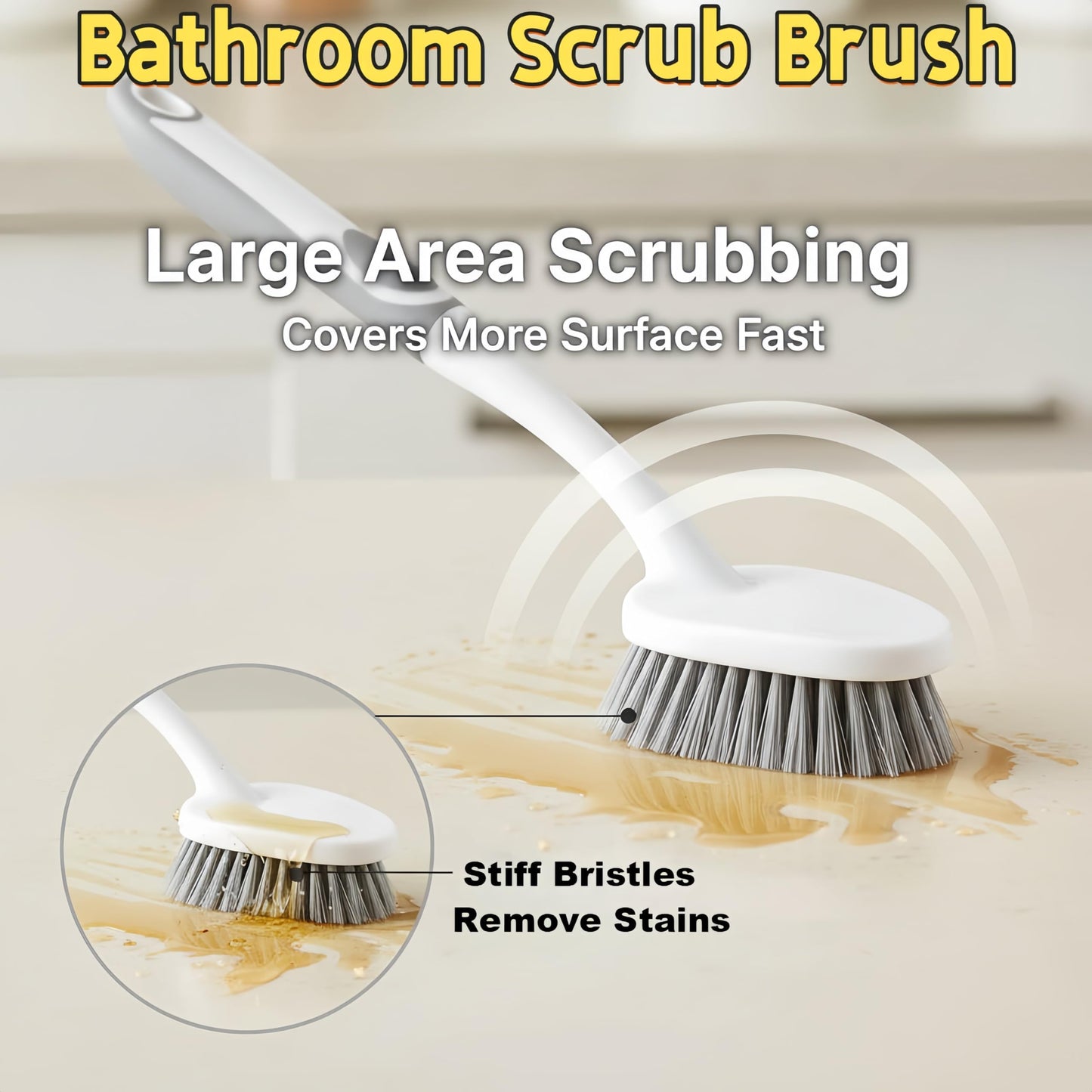 Scrub Brush for Cleaning-3 Pack Heavy-Duty Scrub Brushes Set Shower Scrubber Brush,Grout Brush,Scrubbing Brush with Stiff Bristles for Bathroom,Bathtub,Tile,Floor,Grout,Sink,Swimming Pool
