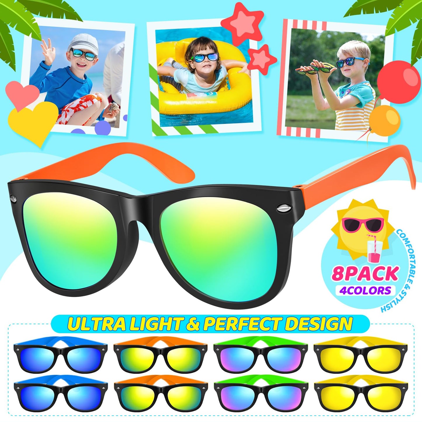 Pool Party Favors Beach Party Favors - 60 PCS Pool Toys For Kids Ages 3-8 Beach Balls Bulk, Sand Bucket and Shovels Set, Kids Sunglasses Bulk, Beach Summer Toys, Pool Party Supplies,Sand Toys