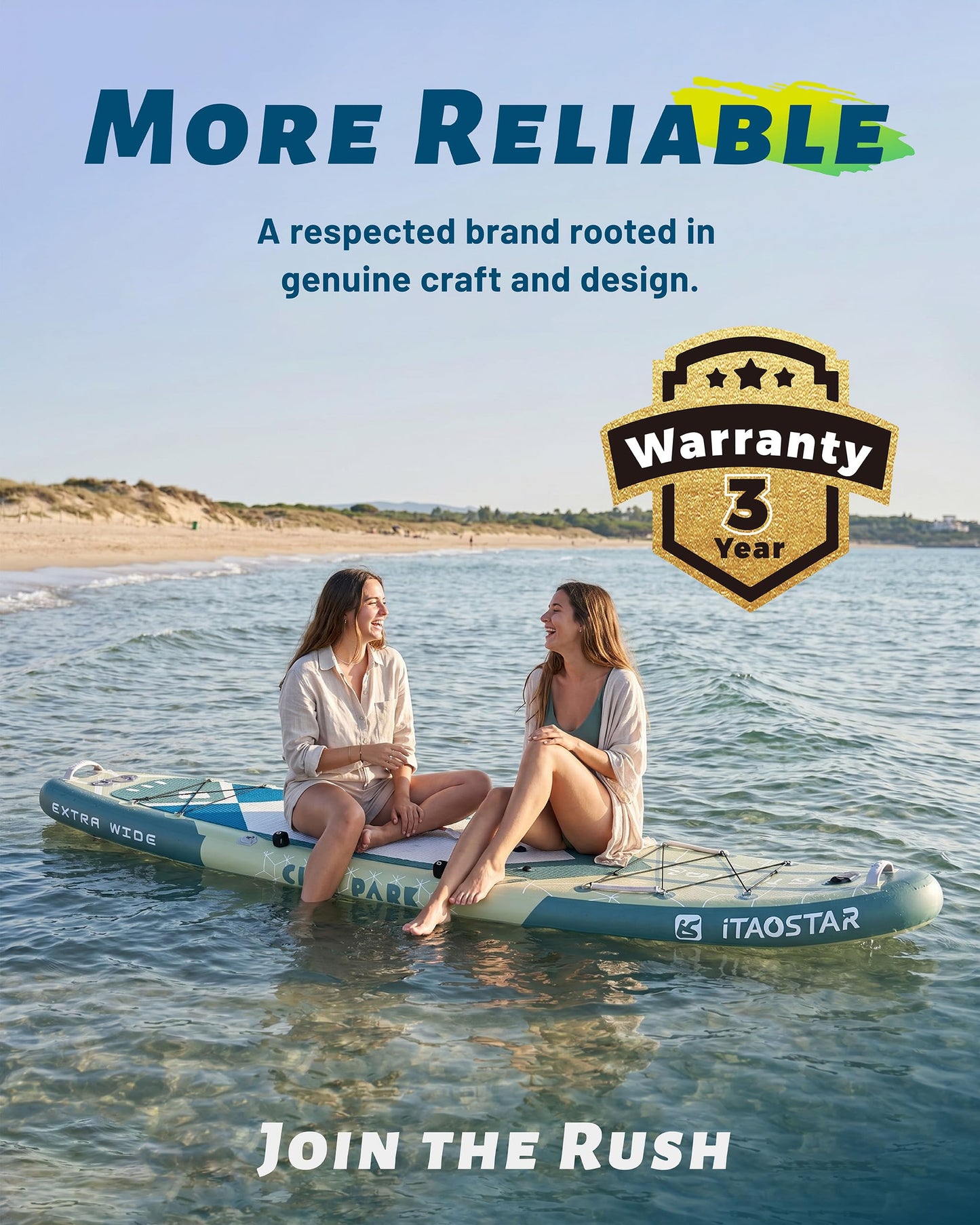 iTAOSTAR C03FP 35" Wide Paddle Board, More Fun SUP Board with 5 Fins，12 Foot Stand Up Paddle Board with Premium SUP Accessories for Adults of All Skill Levels