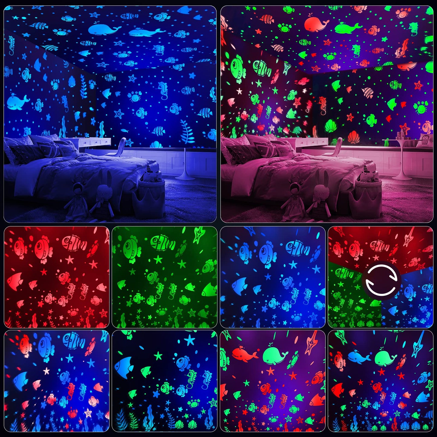 ZKYQSHDHX Night Lights for Kids Room with Sound Machine.Kids White Noise Machine with 29 Soothing Sounds for Baby Sleeping Baby Night Light Ocean Projector.for Bedroom Decoration