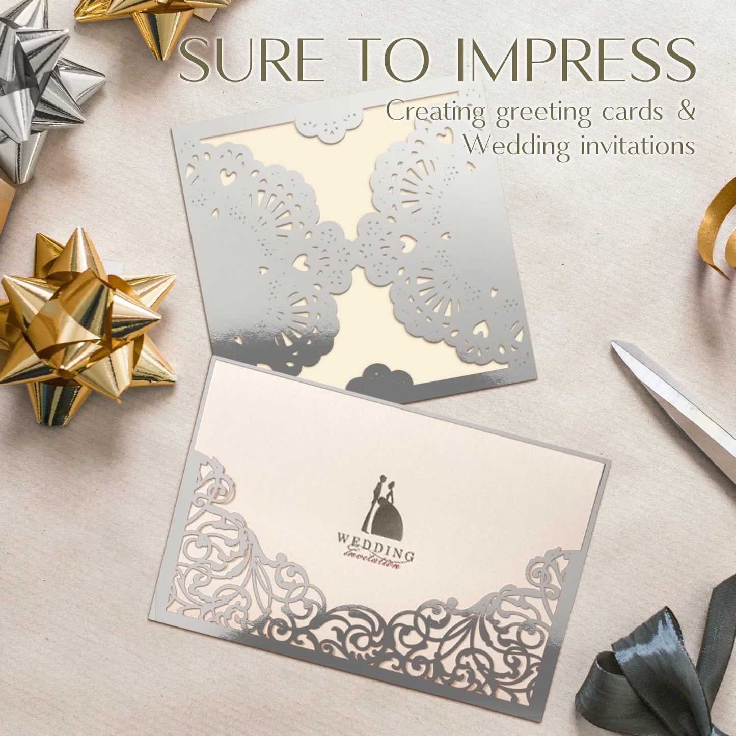 8.5 x 11 Silver Cardstock Paper, Goefun 60 Sheets Metallic Reflective Cardstock Foil Paper for Crafting Scrapbooks Greeting Cards and Invitations（250 gsm）
