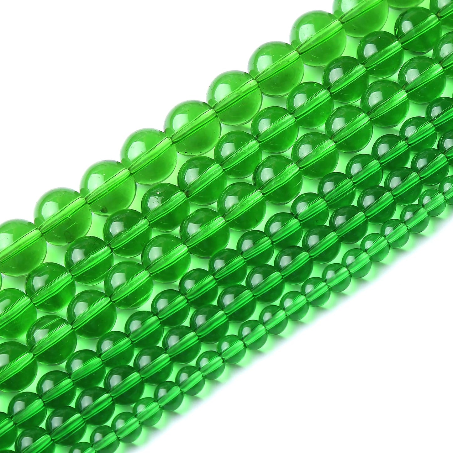 32pcs 12mm Smooth Green Crystal Glass Quartz Beads Round Loose Beads for Jewelry Making DIY Bracelet Necklace 15" Energy Healing Power Stone Beads(12mm, Green Crystal Glass)