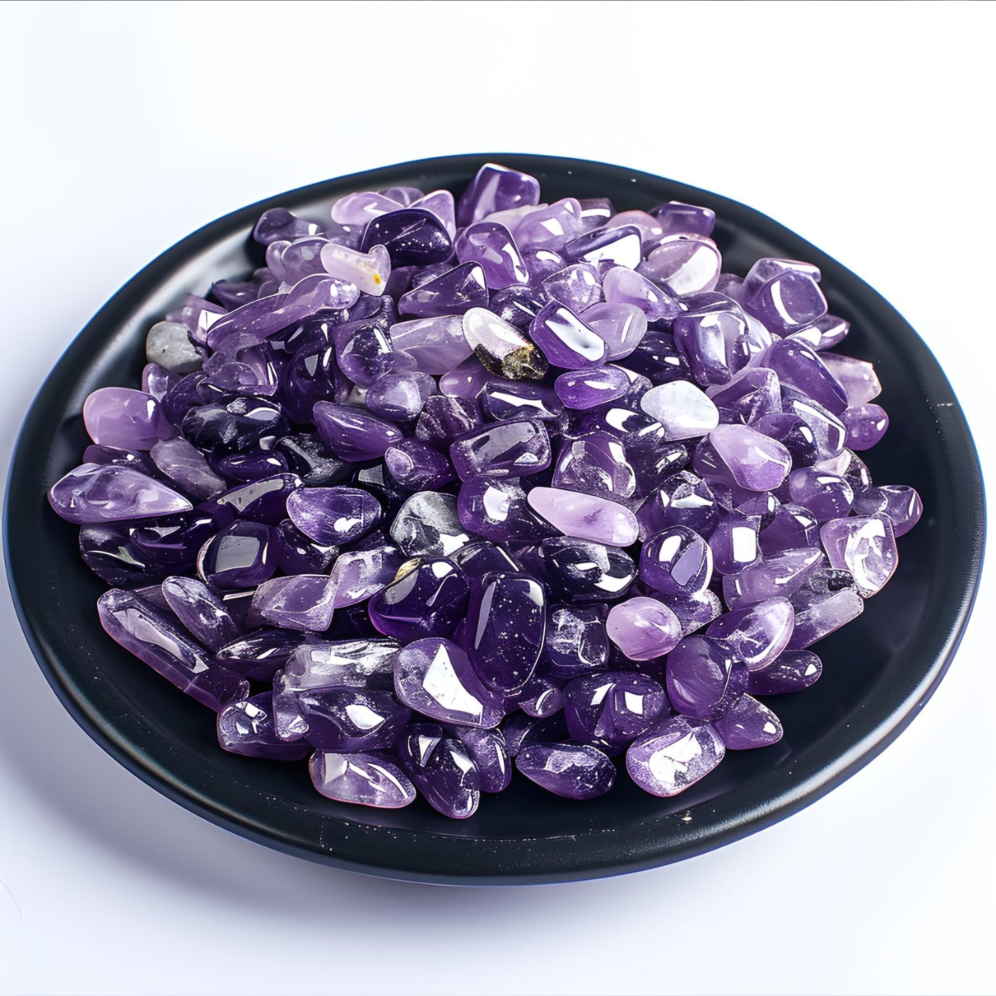 SigMntun Polished Amethyst Crystal Chips 200 Pcs - 0.3" 10 oz Tumbled Stone Chips Crushed Sea Glass Stones Healing Reiki Crystal Making Home Decoration