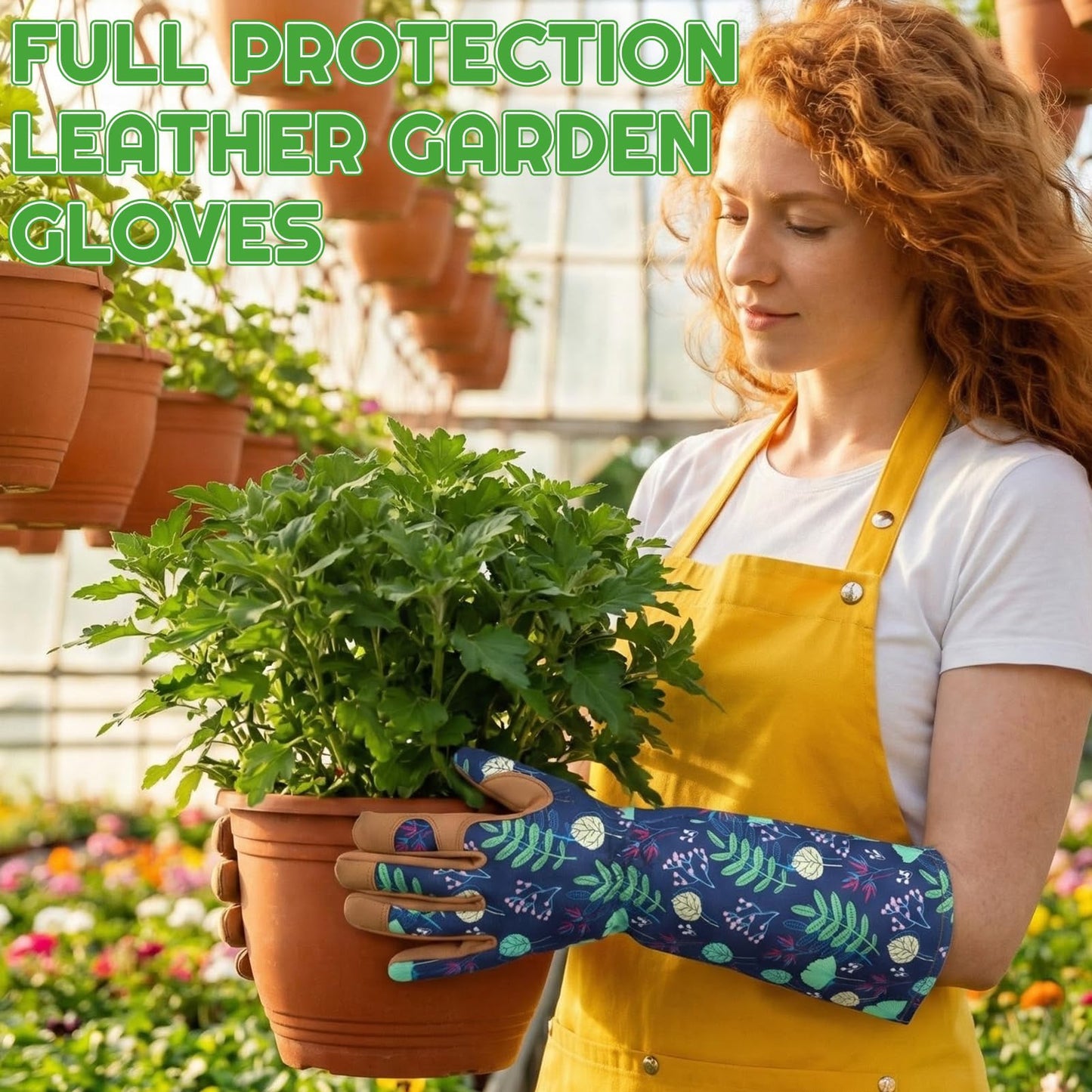 Zhamate 2 Pairs Gardening Gloves Thorn Proof for Women, Long And Short Leather Gardening Gloves Women Working Glove for Rose Pruning Yard Work