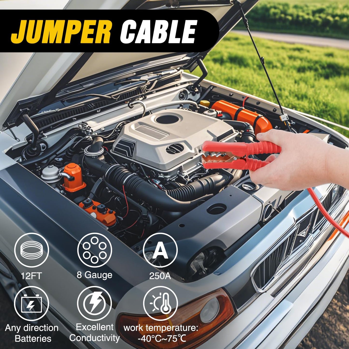 Nilight Car Emergency Kit with Jumper Cable, Foldable Shovel and Tow Rope, Safety Assistance for Travel Camping Outdoor Cars Truck SUV RV, Roadside Essentials with Tool Sets Tire Repair Fuse Kit