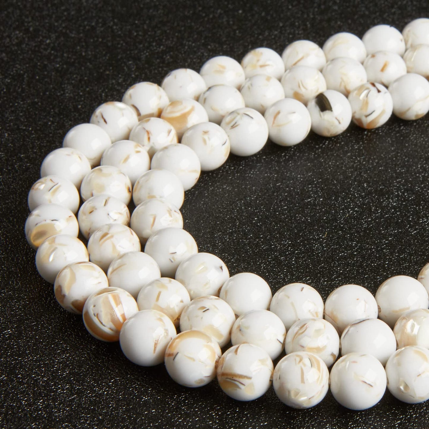 35pcs 10mm White Shell Turquoise Beads Natural Gemstone Beads Round Loose Beads for Jewelry Making