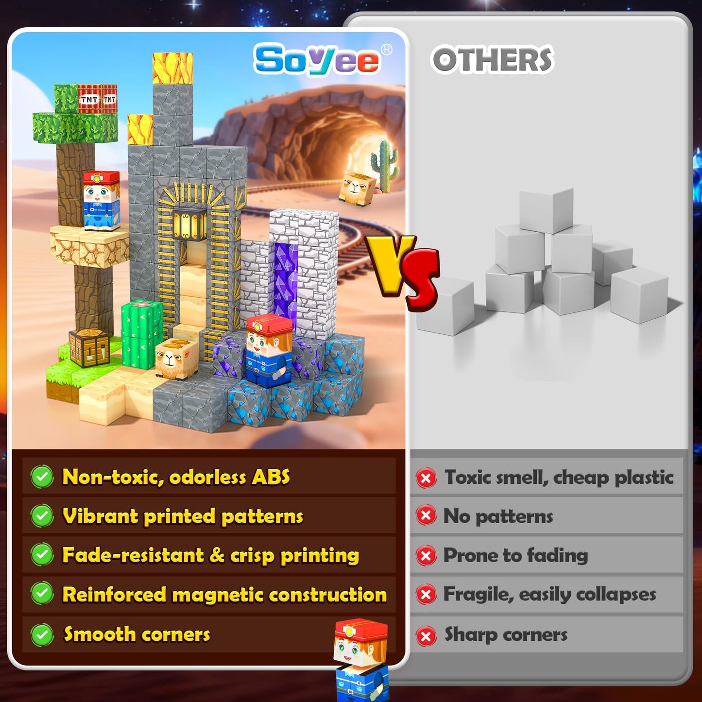 150 PCS Magnetic Blocks: Magnet Building Toys for Kids Ages 4-8, STEM Sensory Building Cubes for Toddlers, Build Mine Magnet World Set for 3-12 Boy Girl Years Old Birthday