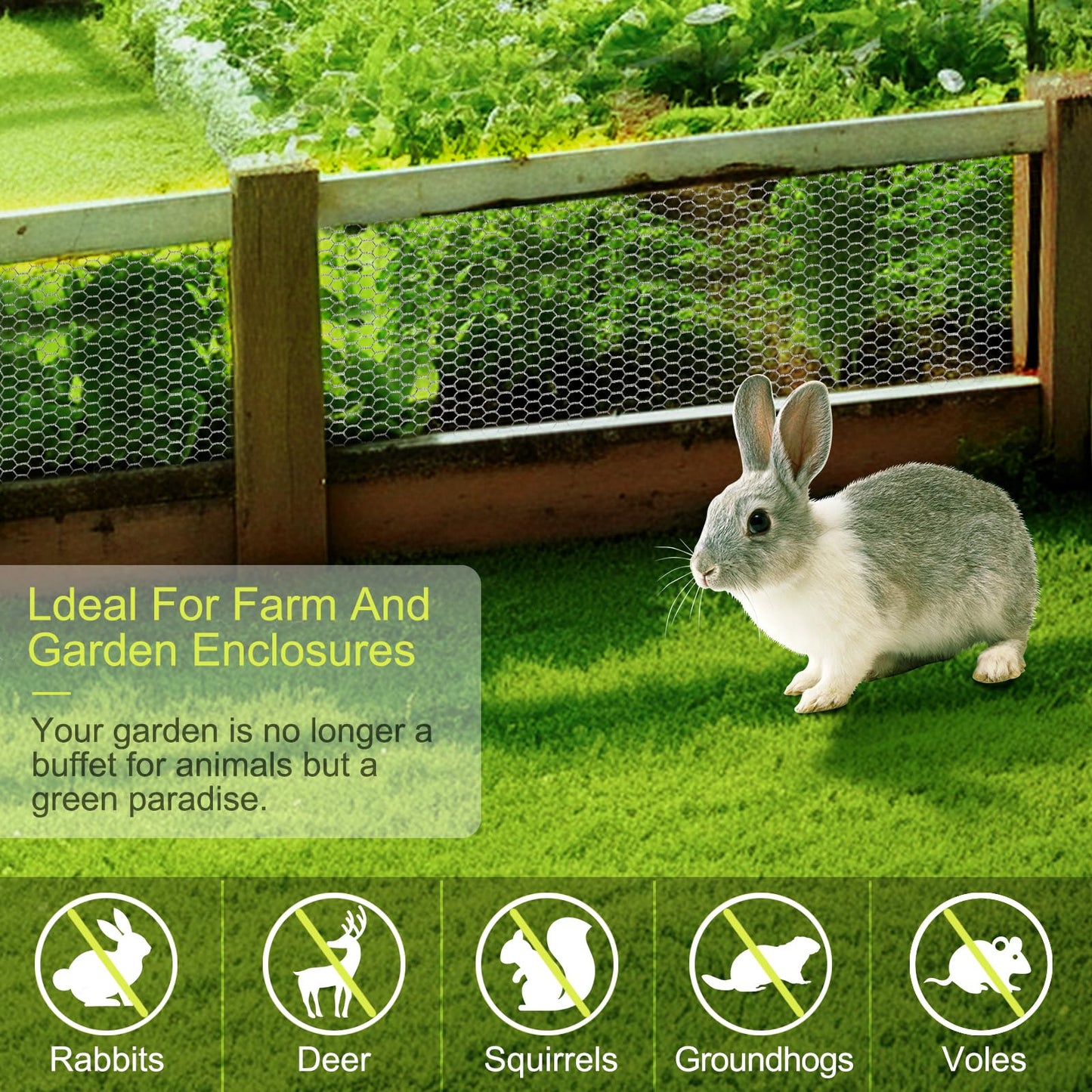 Chicken Wire Fencing, 24 Rifny 16.5 Inch x 60 Feet Chicken Wire Mesh Roll for Garden Plants, 1 Inch Mesh Hexagonal Galvanized Metal Poultry Wire Netting for Chicken Coop Rabbit Dogs Barrier
