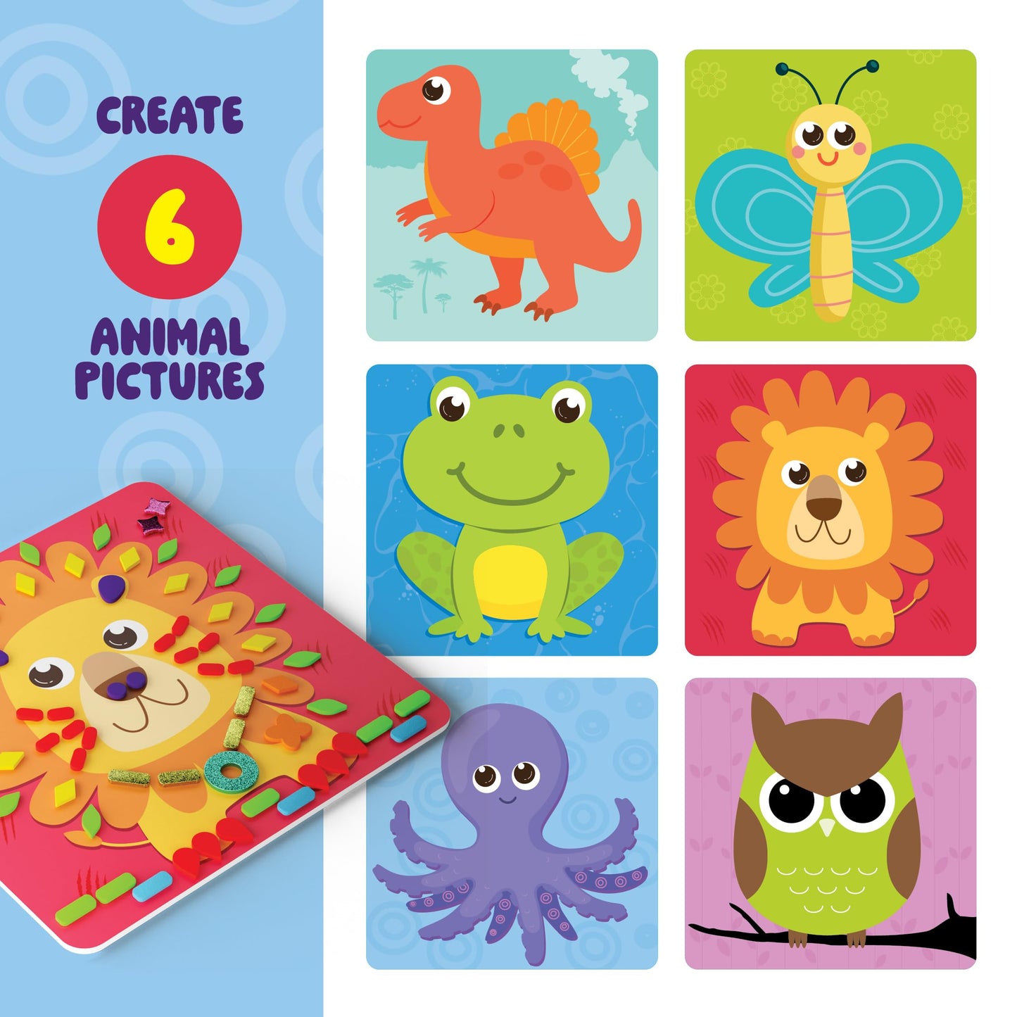 Dan&Darci Foam Sticker Art Craft for Kids - Toddler Arts & Crafts for Ages 3-5 - Boys 4-6 Birthday Gift - DIY Kid Activities Ages 3 4 5 6 Years - 4 Year Old Boy Gifts - Mess Free Craft Activity