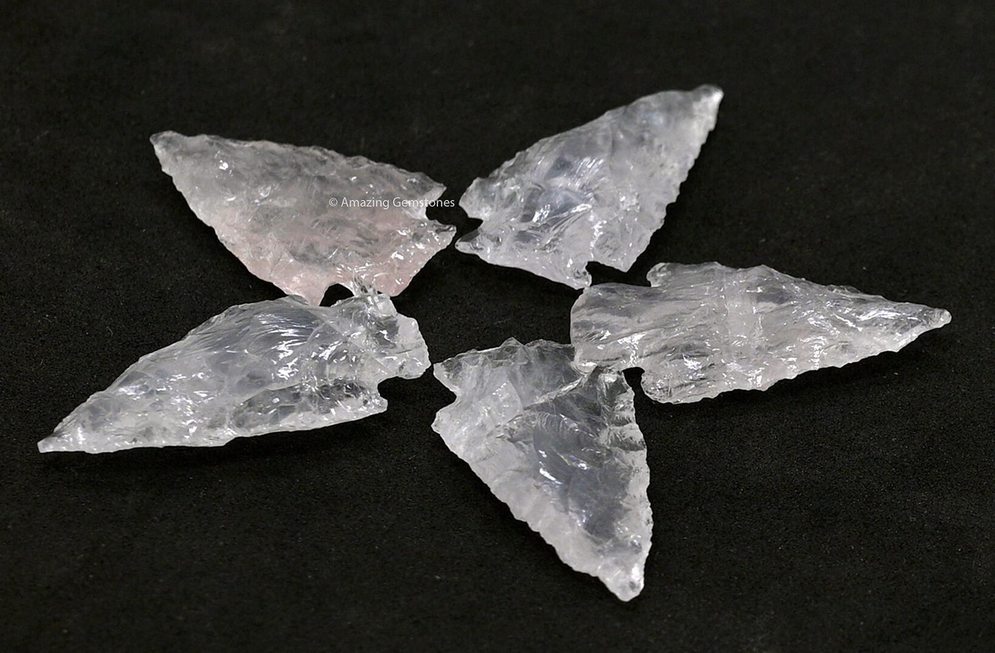 Amazing Gemstone 5 Pieces Rose Quartz Arrowhead, Crystal and Healing Stone Flint Rock Arrow Head - 1 to 1.5 Arrowheads for DIY Project Craft Point Jewelry Making