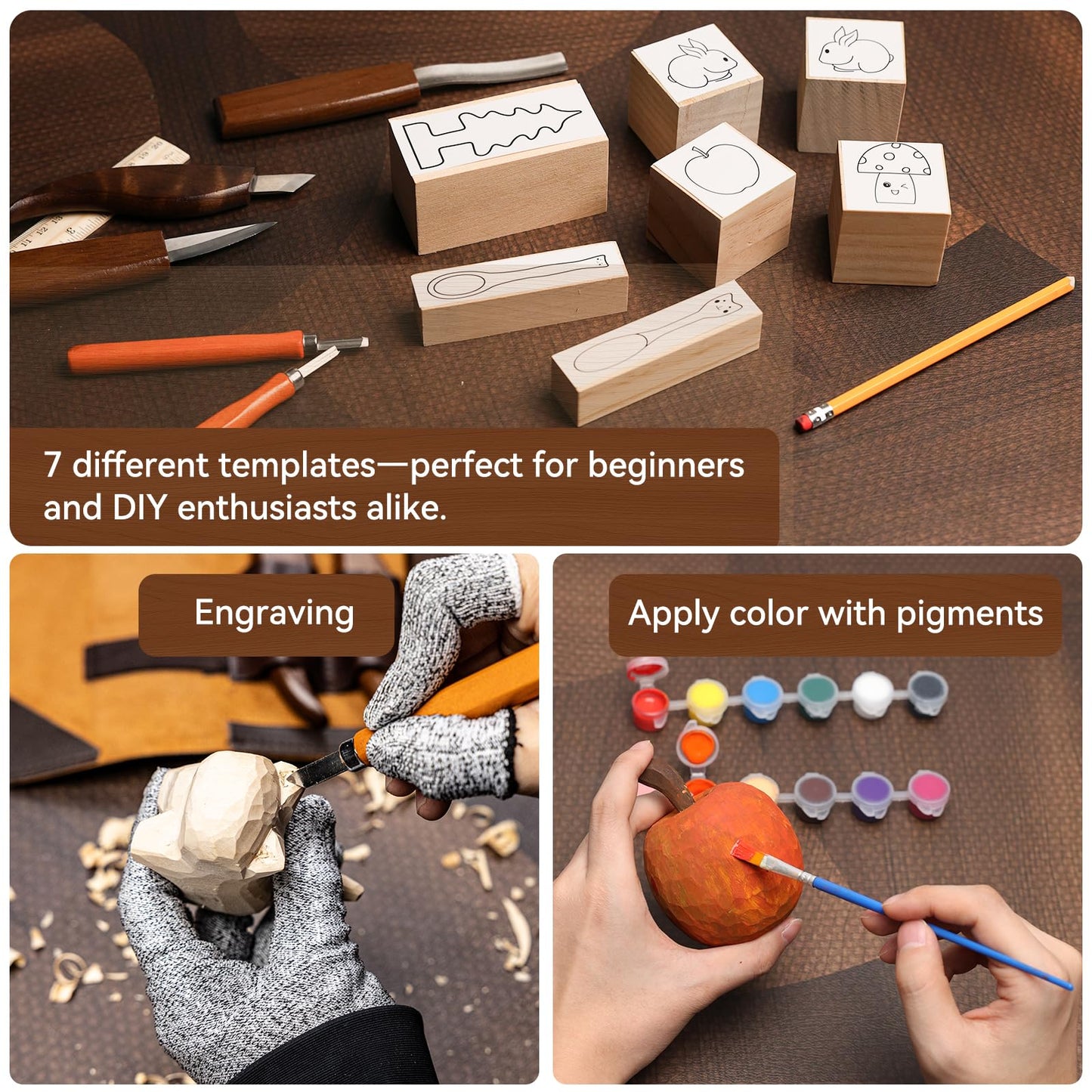 VMYTH Wood Carving Kit, 68PCS Complete Whittling Kit with Leather Storage Bag,16 Carbon Steel Knives, 8 Basswood Blocks & Paint,Ideal Wood Carving Set for Beginners,Enthusiasts Gift DIY