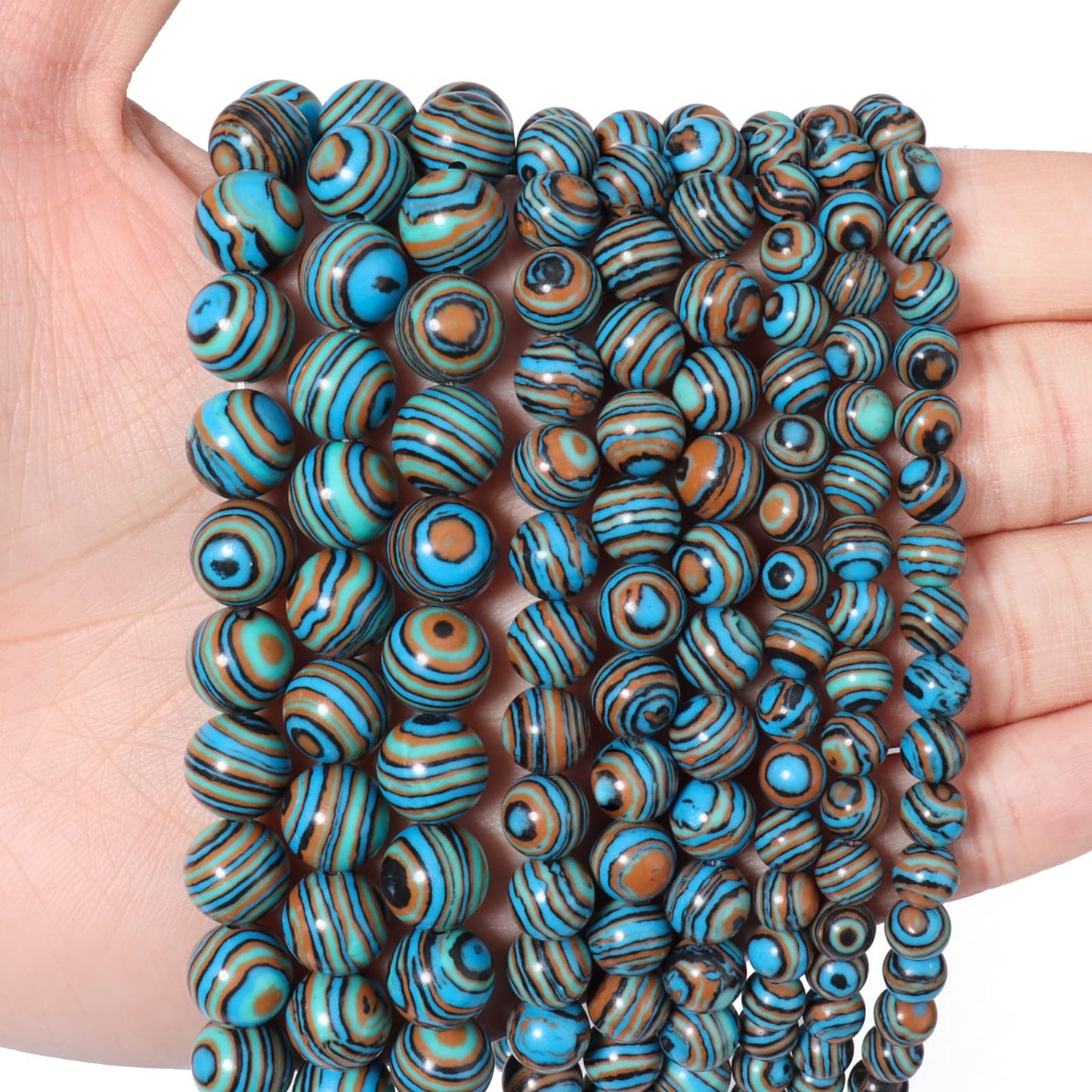 60pcs 6mm Natural Stone Beads Blue Malachite Beads Energy Crystal Healing Power Gemstone for Jewelry Making, DIY Bracelet Necklace
