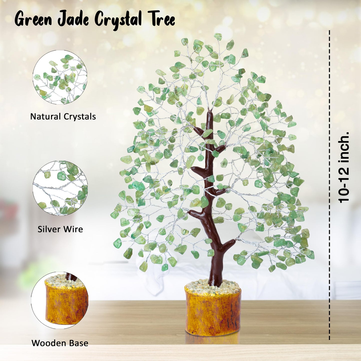 Crocon® Green Jade Crystals and Healing Stones Tree, Birthday Gifts for Women, Sister Birthday Gifts, Crystal Tree of Life for Positive Energy, Home Office Decor, Spiritual Gift for Women & Men