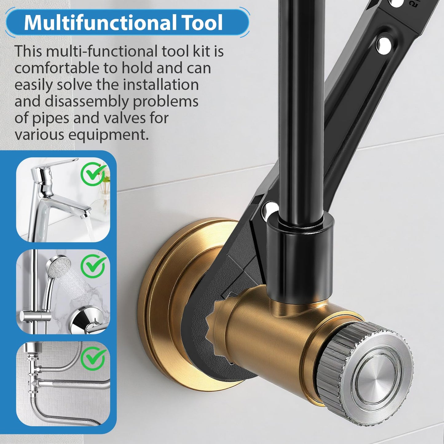 Kavedod Plumbing Tools, Angle Stop Removal Tool with compression sleeve puller tool 1/2, Quick Repair Plumbing Wrench Kit for Installing/Removing Compression Rings, Nuts and Angle Stops