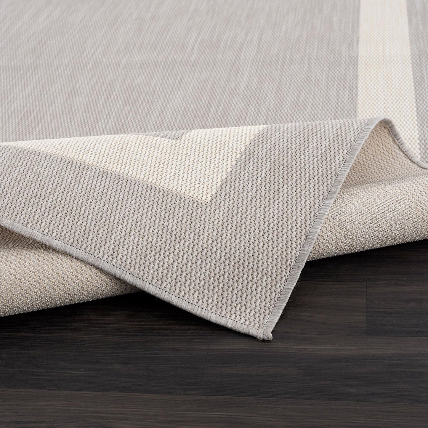 CAMILSON Outdoor Rug 8x10,Modern Outside Rugs for Patios Porches Waterproof Durable Washable Non-Shedding, Easy-to-Clean Indoor Outdoor Area Carpet (8 x 10, Bordered - Gray/White)