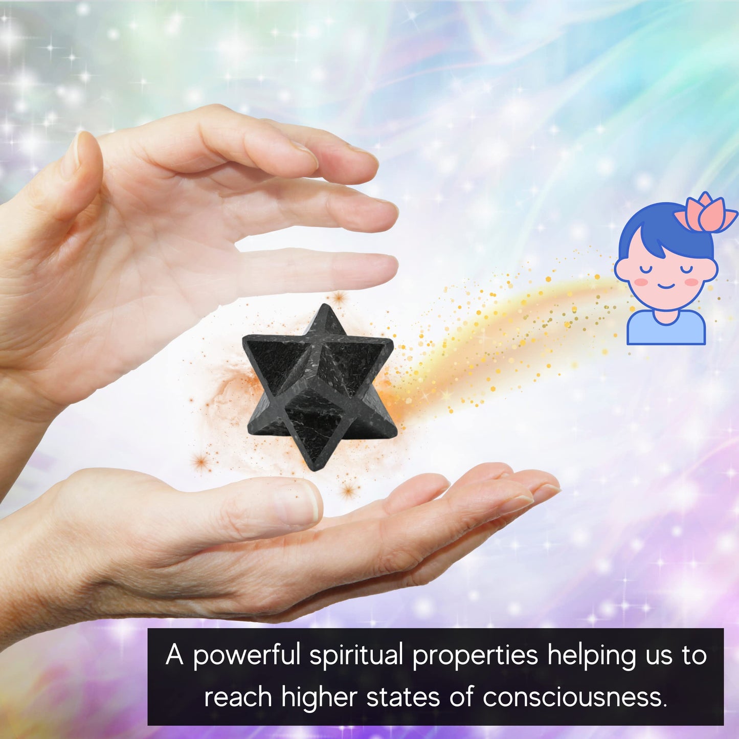 Amazing Gemstone Nuummite Merkaba Crystal - 0.75 Inches Metaphysical Merkaba Star for Meditation - Energetic Tetrahedron Crystal and Healing Stones for Spiritual Growth and Healing (15-20mm)
