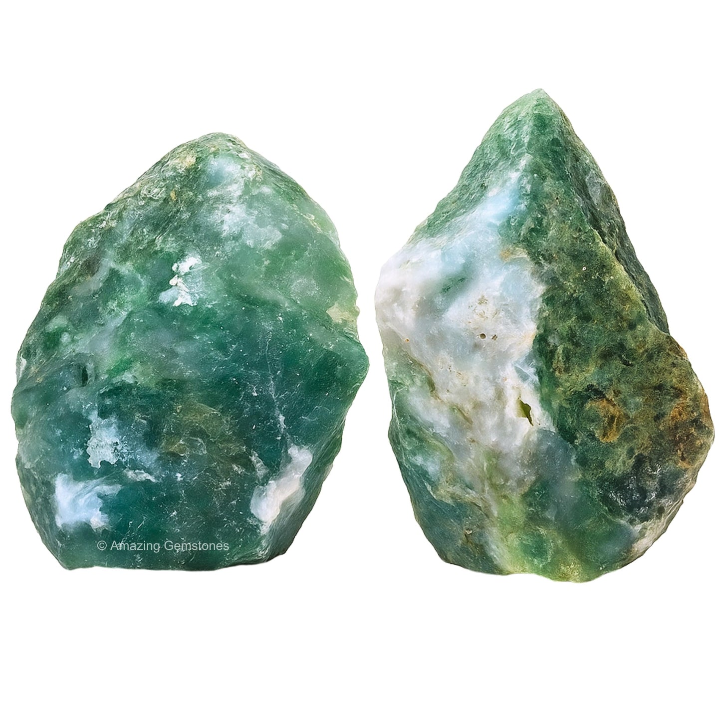 Amazing Gemstone 2 Pieces Moss Agate Raw Crystals and Healing Stones, Natural Rocks for Tumbling and DIY Raw Stones and Crystals