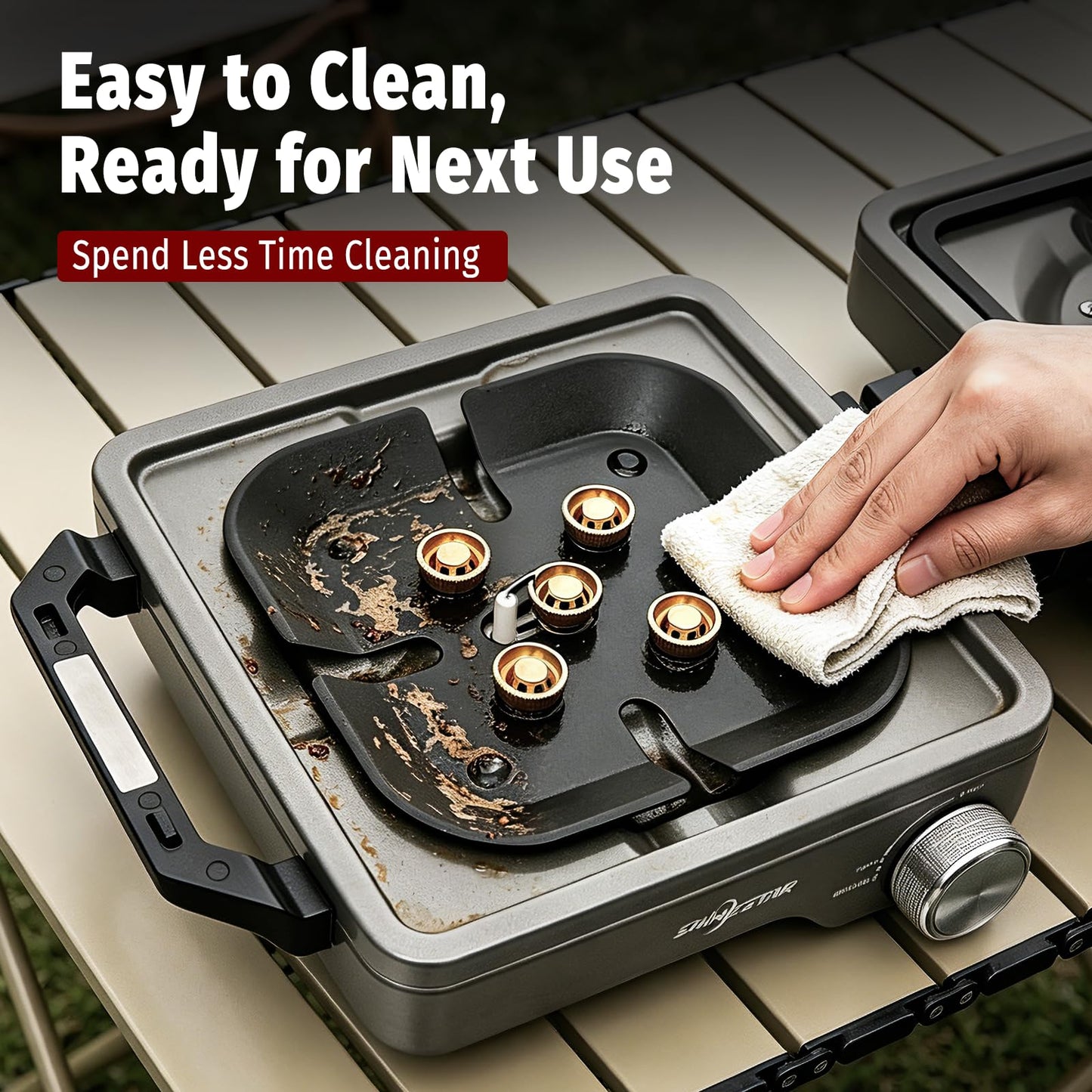 SHINESTAR 2 Burner Camping Stove, 24000 BTU Portable Propane Camp Stove with Brass Burner, Foldable Gas Stove with Windshield & Coffee Stand, Camping Essentials for Outdoor Cooking, or Emergencies