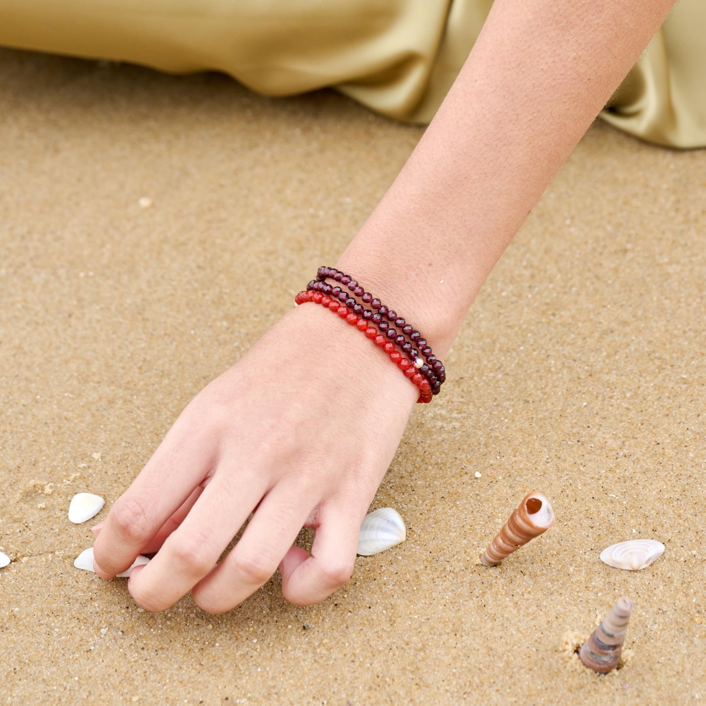 Farfume Red Agate - Confidence - Beaded Bracelets for Women,Handmade Natural Stone 4mm Beads 925 Sterling Silver Stretch Bracelets, Chakra Crystal Gemstone Jewelry Gifts for Mom