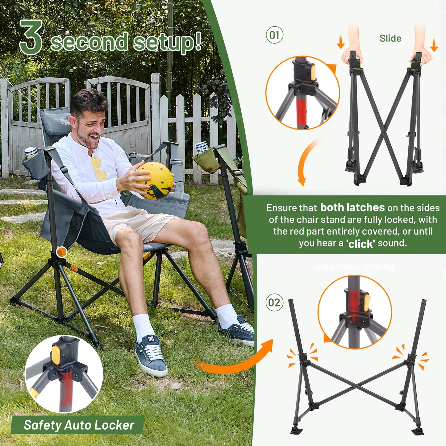 TIMBER RIDGE Hammock Camping Chair, Oversized Swinging Hammock Chair with Adjustable Back and Seat for Outdoor Lawn, Sports, Supports 400lbs, Grey