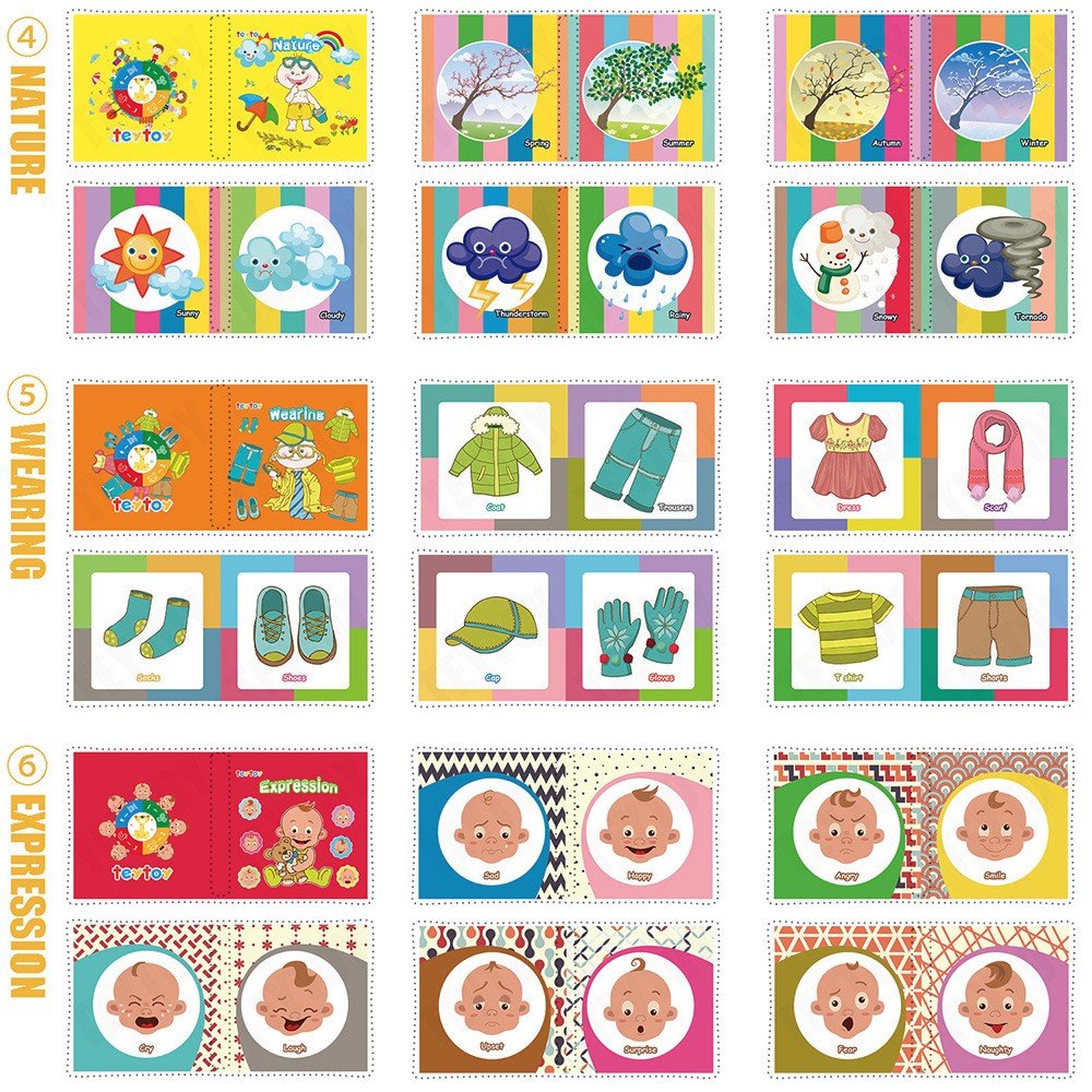 My First Soft Book,teytoy Nontoxic Fabric Baby Cloth Activity Crinkle Soft Books for Infants Boys and Girls Early Educational Toys (Pack of 12)