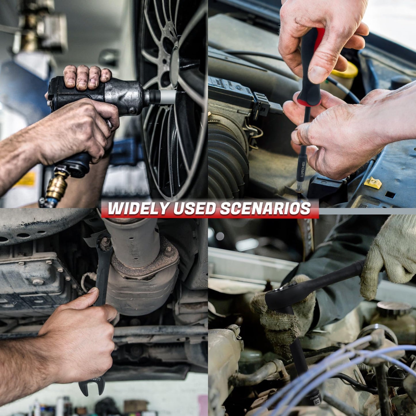 LLNDEI Mechanics Tool Set and Socket Set, 1/4" 3/8" 1/2" Drive Deep and Standard Sockets 12 Point, 390 Pcs SAE and Metric Mechanic Tool Kit with Bits, Combination Wrench