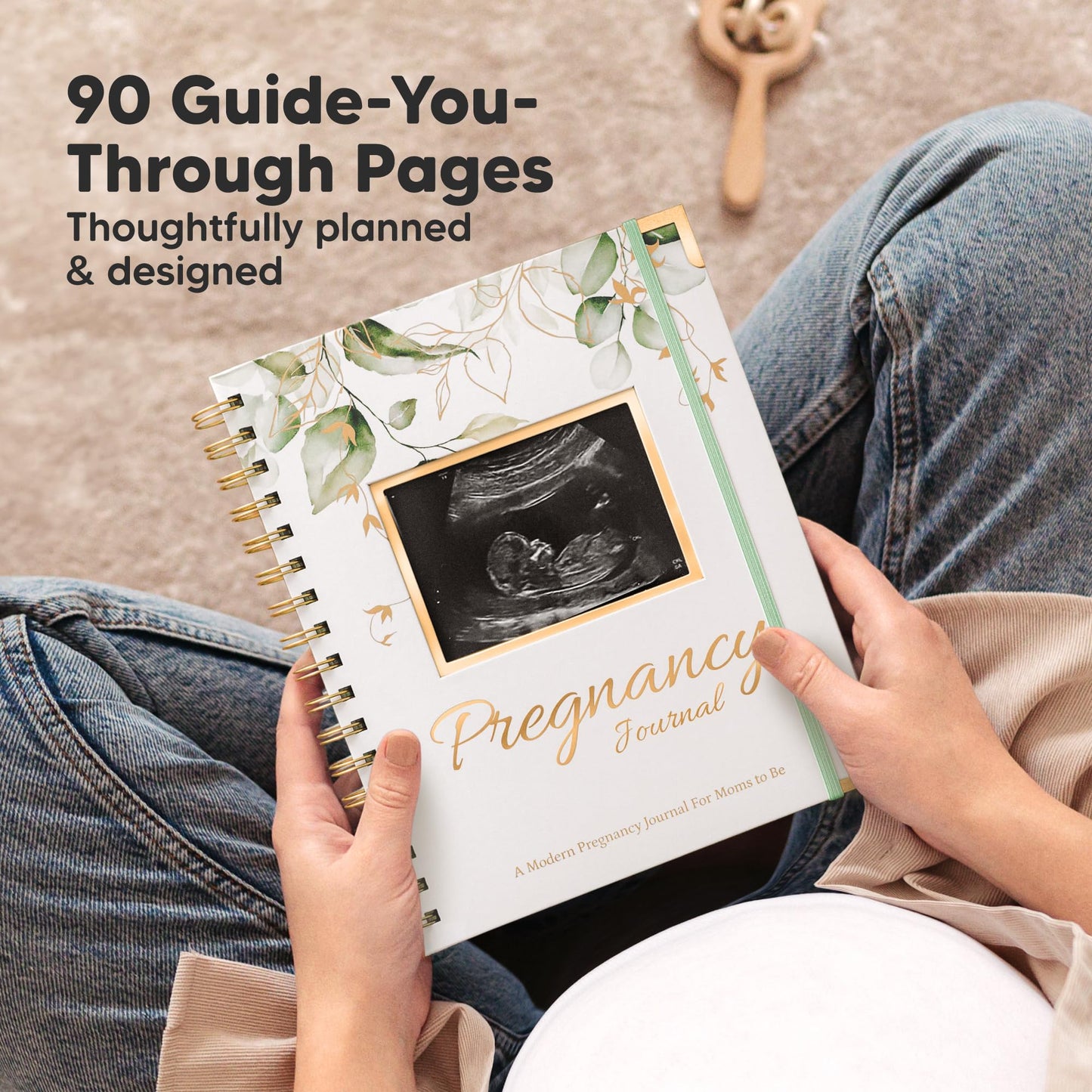 Pregnancy Journal for First Time Moms Gifts - 90 Pages Hardcover Pregnancy Memory Book, Beautiful & Cute Baby Book Keepsake, Ultrasound Baby Scrapbook, New Mom Gifts for Mother's Day (Alpine)