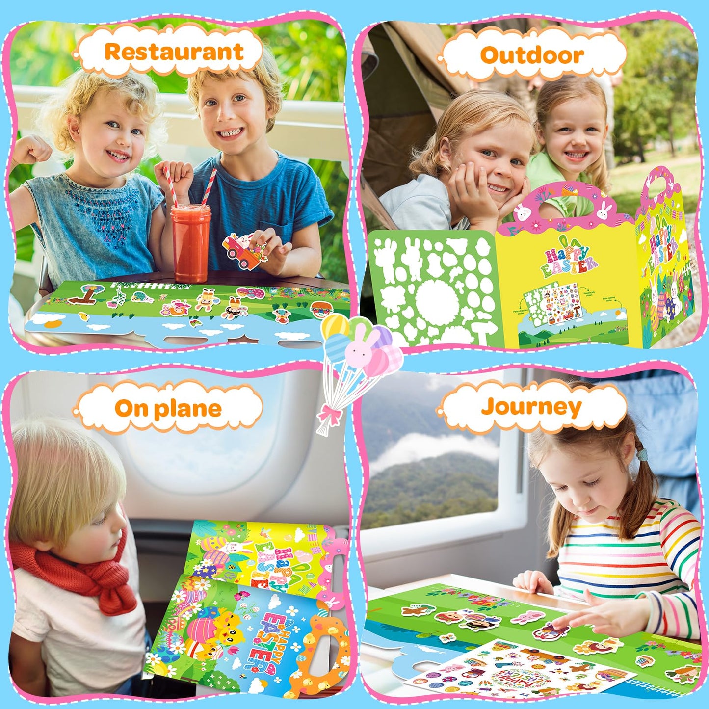 Officygnet 2 Sets Easter Reusable Sticker Books for Kids, Activity Books for Toddlers, Arts and Crafts Removable Jelly Stickers for Kids Ages 3-5, Easter Toys Gifts Basket Stuffers Essentials for Kid