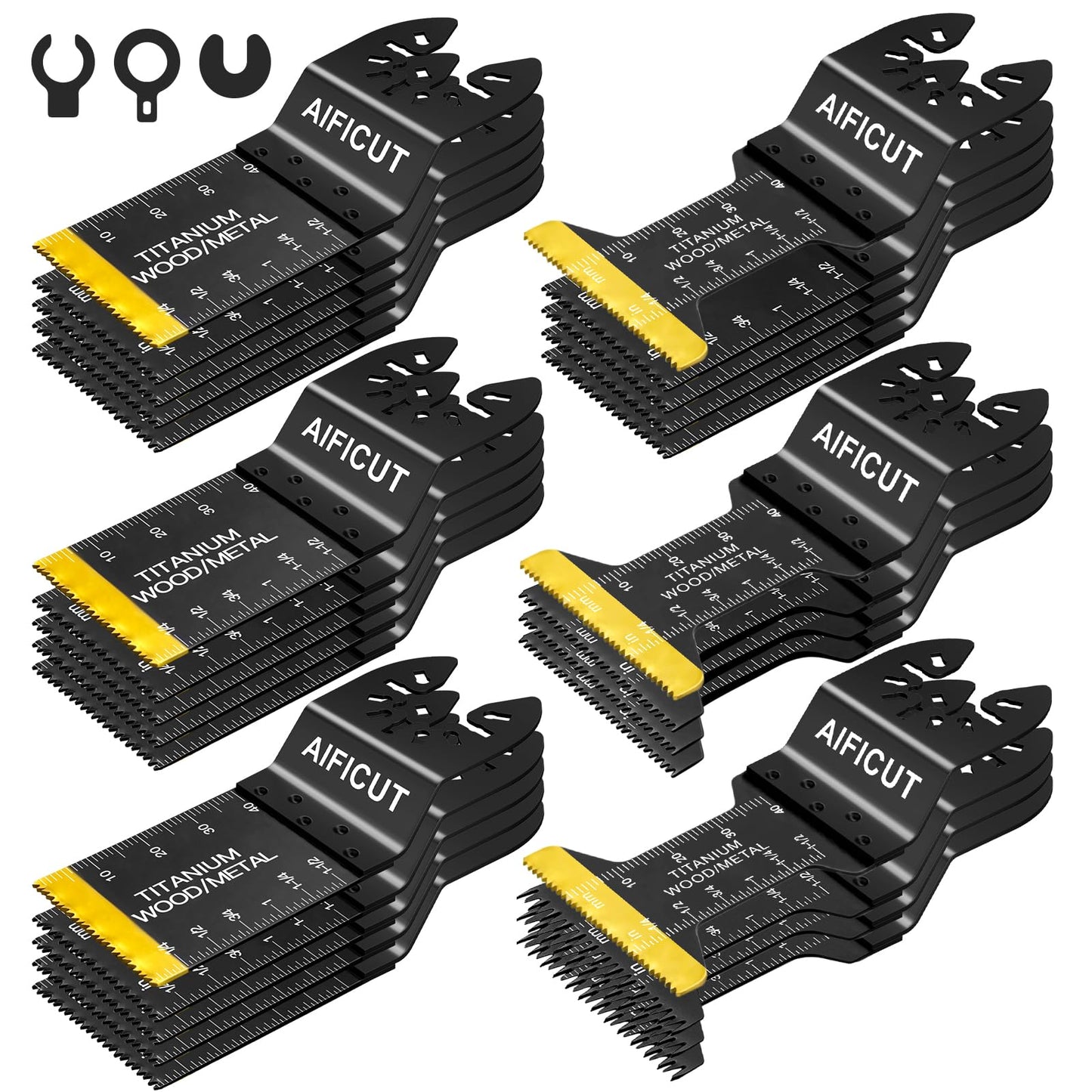 AIFICUT 31 PCS Multi Tool Blade Kits, Professional Titanium Oscillating Tool Blades for Metal, Wood, Plastic, Quick Release Oscillating Saw Blades Compatible with Dewalt Milwaukee Ryobi Rockwell Fein