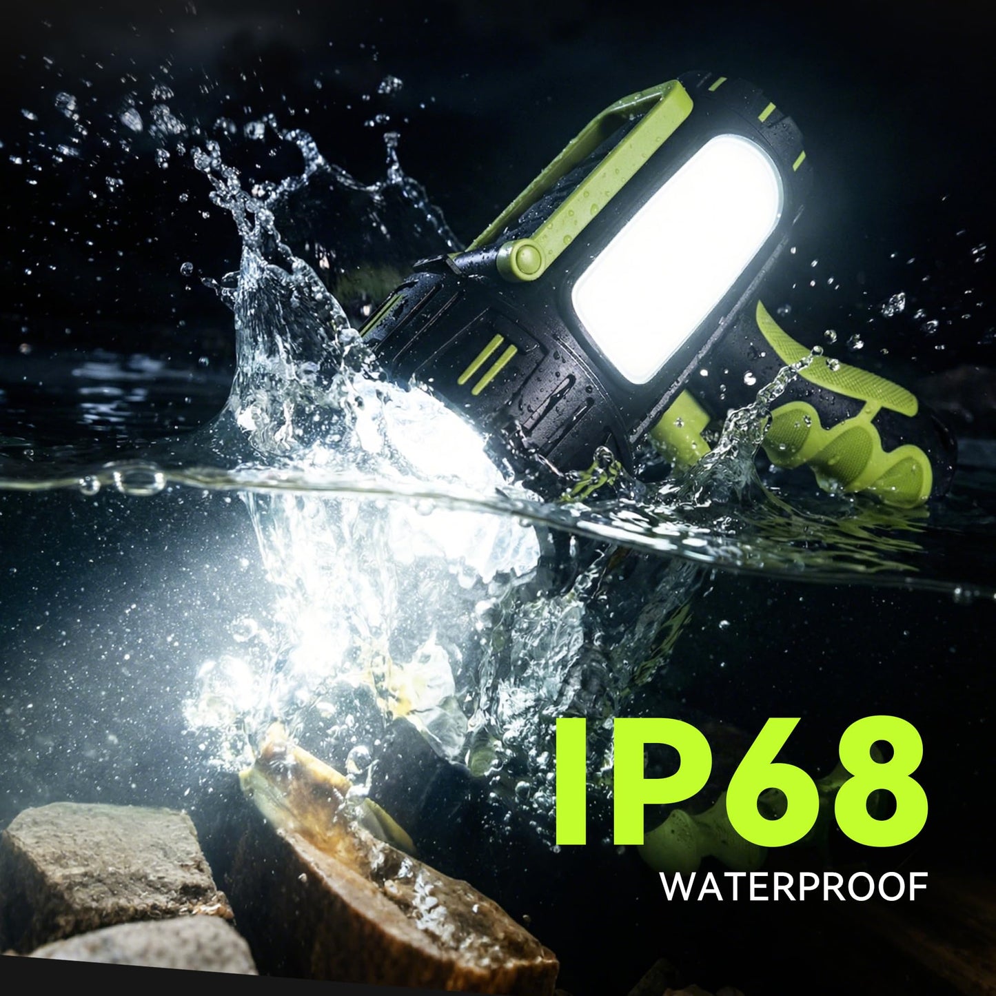 AlpsWolf Rechargeable Spotlight Flashlight, 100000 Lumen Super Bright Handheld Spotlight, IP68 Waterproof Searchlight with Foldable Stand & 3 Color Lens for Camping Hunting Emergency
