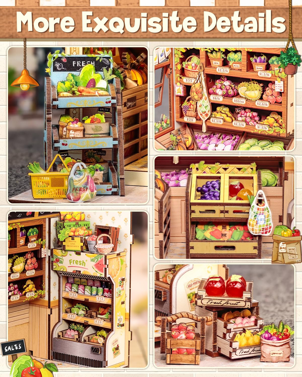 CUTEBEE Book Nook Kit, DIY Miniature House Kits for Adult and Teens, Dollhouse Booknook Tiny House, Bookshelf 3D Wooden Puzzle, DIY Craft Gifts for Family and Friends (The Greens’ Grocery)