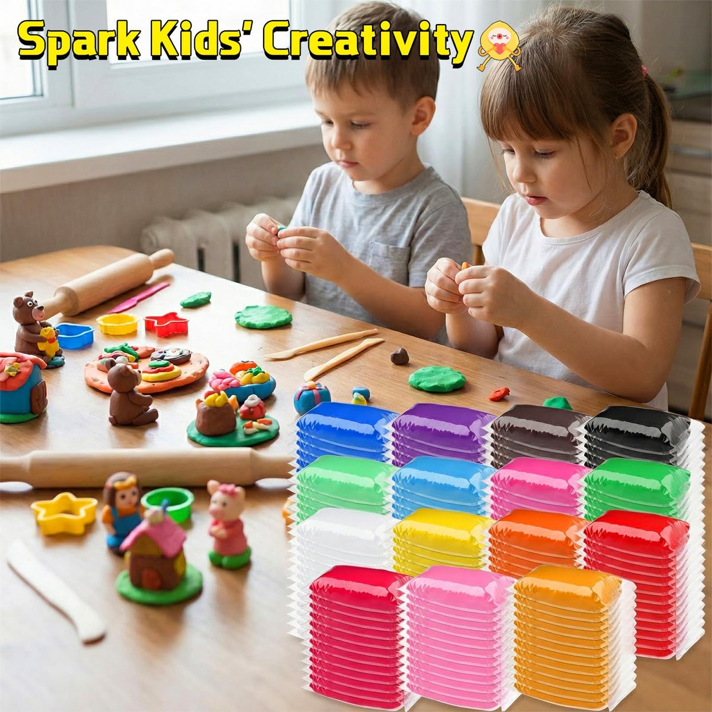 VioraWhite 72 Pcs 38oz Air Dry Clay Bulk Modeling Ultra Lightweight Foam Modeling Clay for Kids Adults DIY Gifts Party Arts Crafts and School Project Supplies(15 Colors)