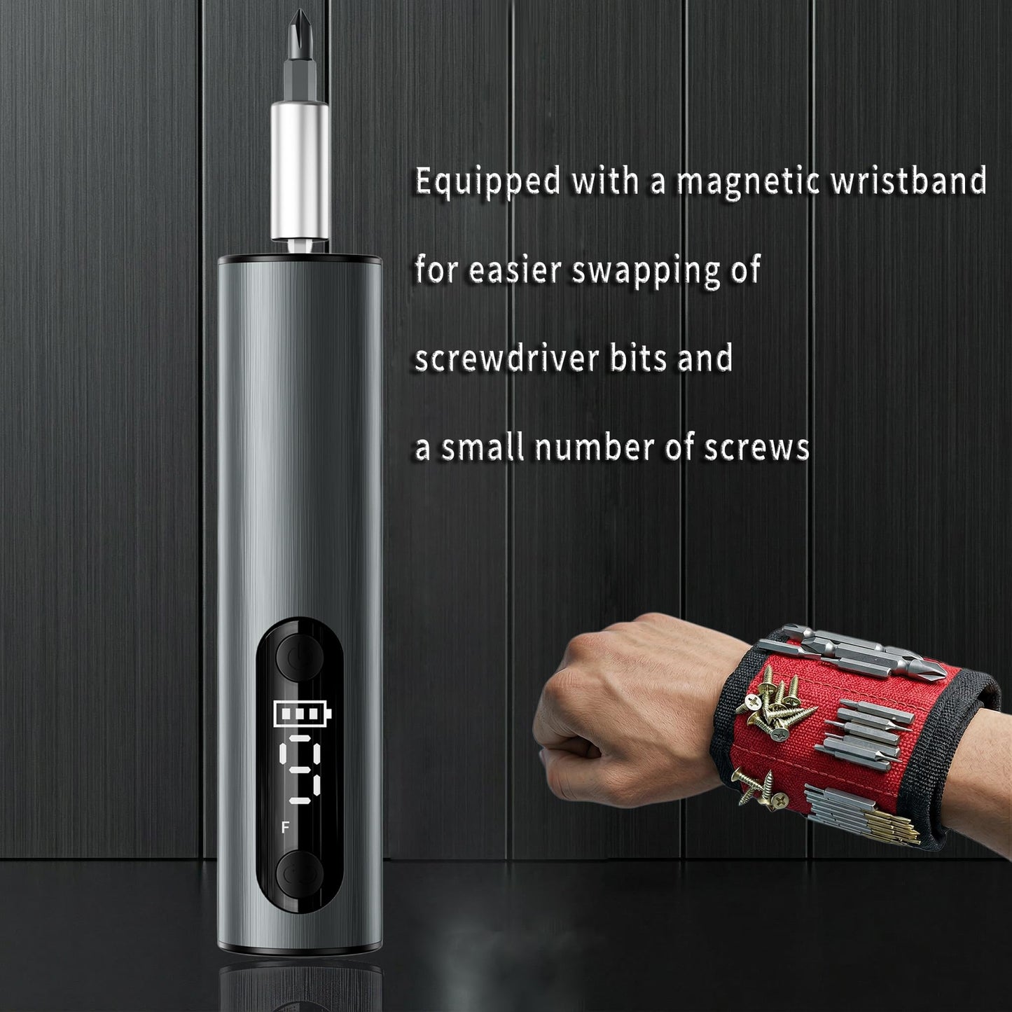 Professional Electric Screwdriver Set with Magnetic Wristband-Multi-Size Mini Precision Magnetic Bits, Quick Screw Removal, Repair Tool Kit for Phone, Camera, Watch, Glasses & Electronics (grey)