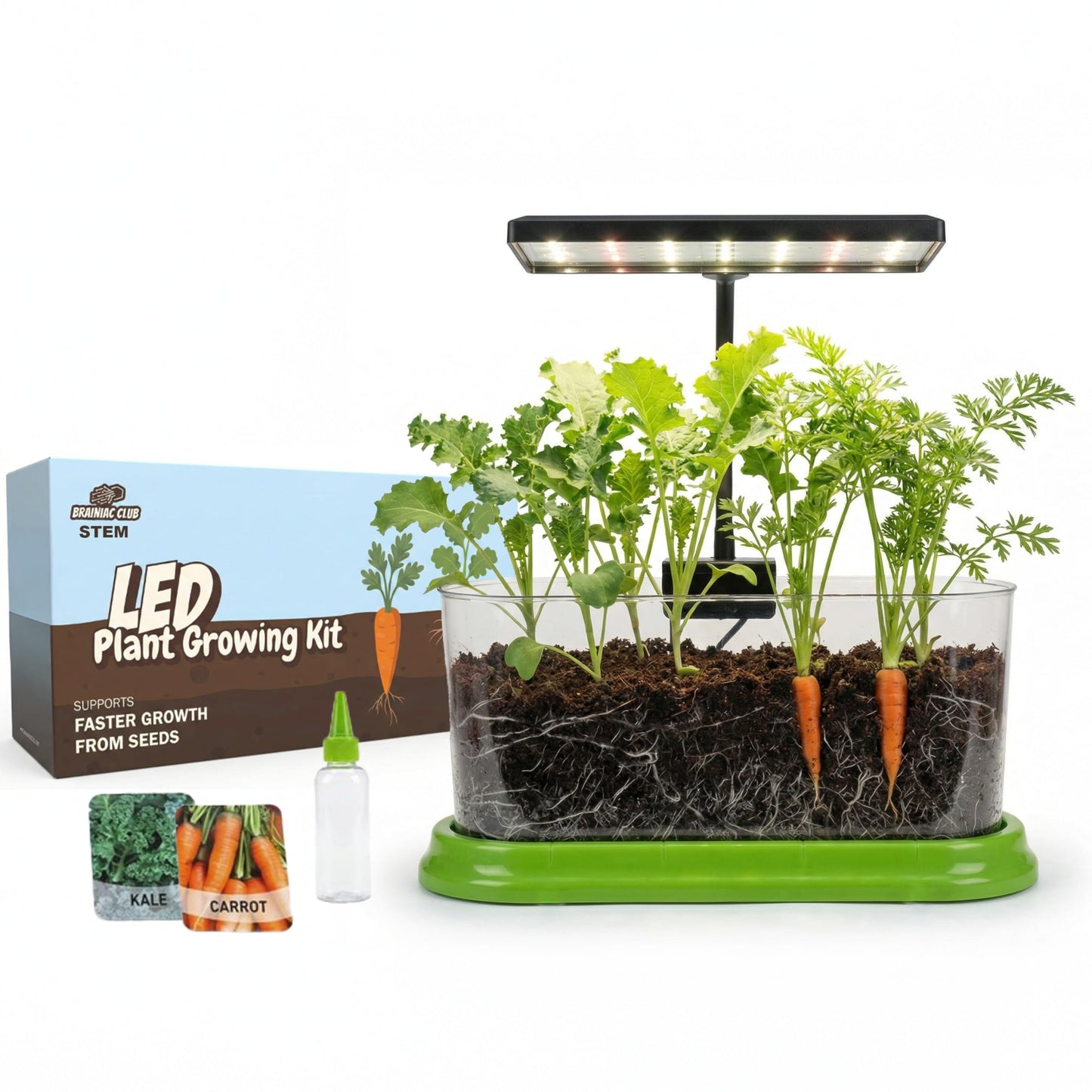 Plant Growing Kit with LED Grow Light & Root Viewer Window, Indoor Garden Kit for Kids & Beginners, STEM Kit, Vegetable & Herb Garden, Indoor Gardening, Science Kit for Kids - Grow Your Own Plant