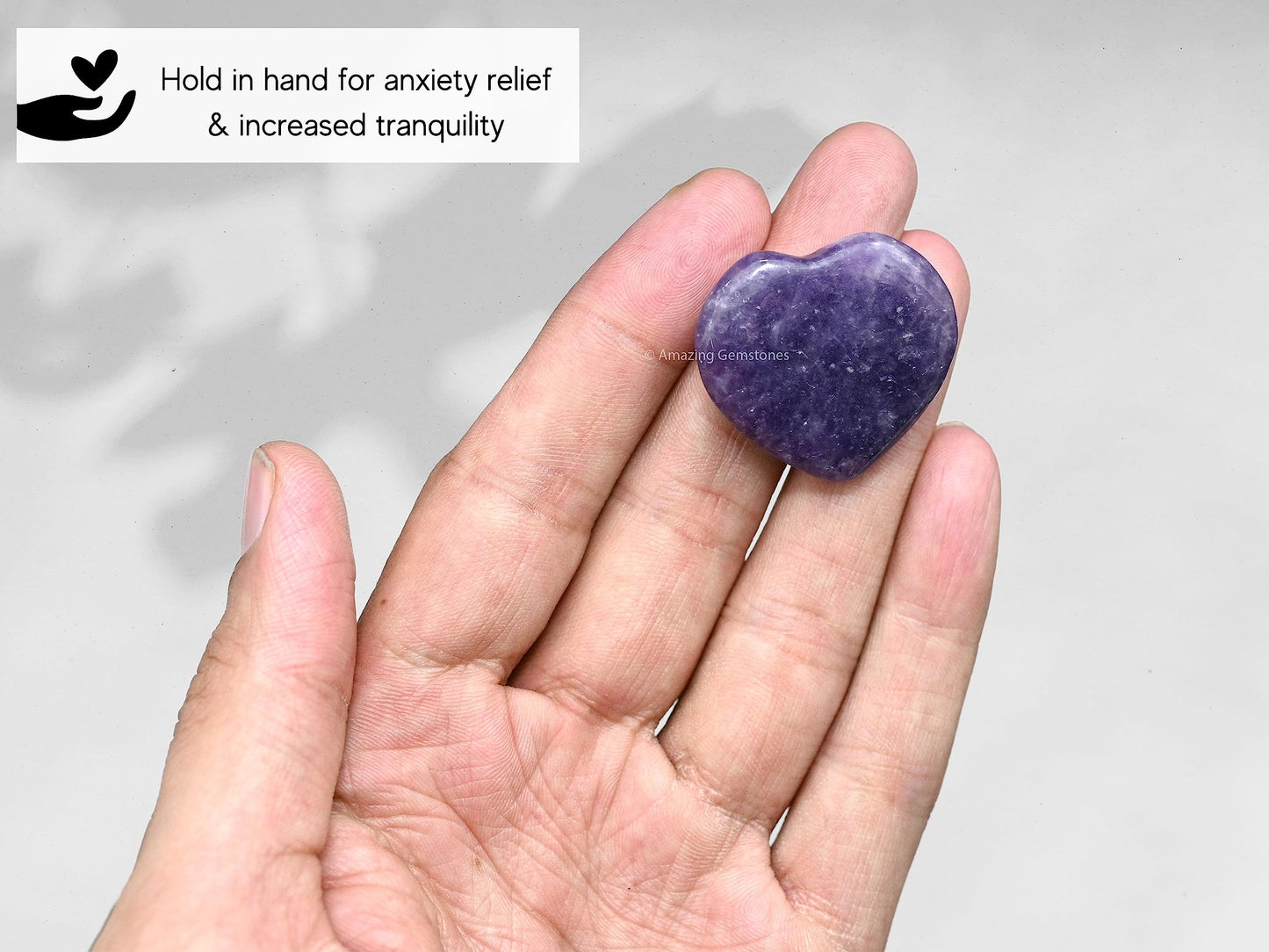 Amazing Gemstone Lepidolite Stone Heart - Pack of 2 Crystal Heart Stones Rocks - Corazones De Piedra Crystals and Healing Stones Heart Shaped Crystal - Stocking Stuffers Gifts