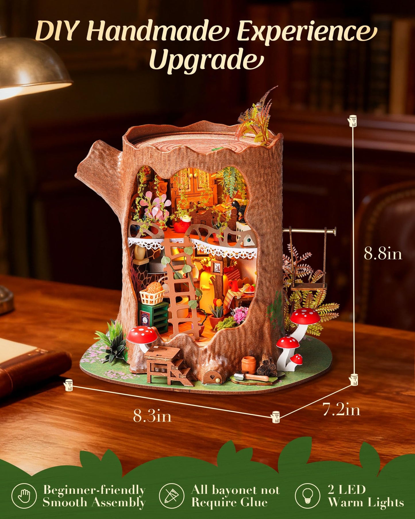 Rolife DIY Miniature House Kit for Adults, Mini Wooden Dollhouse Kit, Tiny House Diorama Building Kits-Birthday Christmas Craft Hobbies Gift for Teens Kids (Fairytale Tree House)