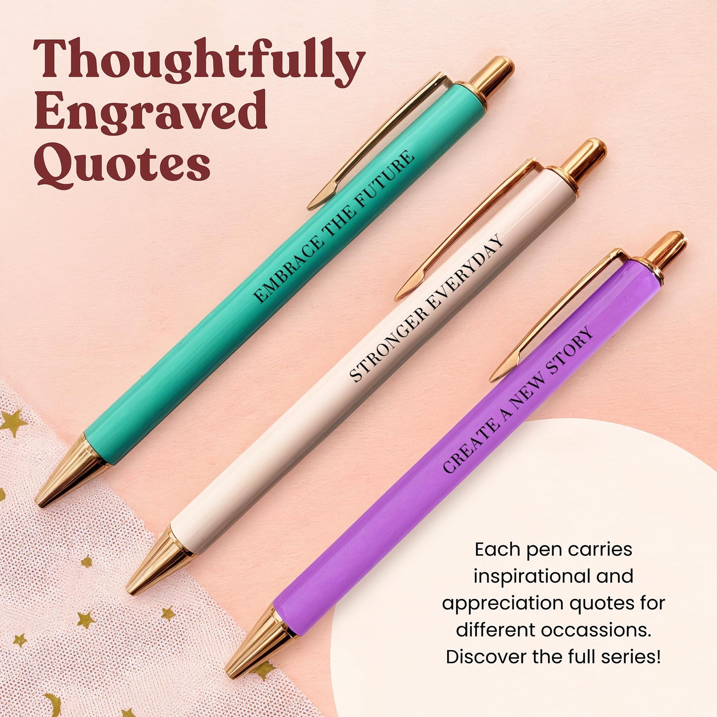 MESMOS New Beginnings Gifts for Women, 3pk Fancy Ballpoint Pen Set, Divorce Going Away Break Up Farewell Gifts for Women Friends and Coworkers
