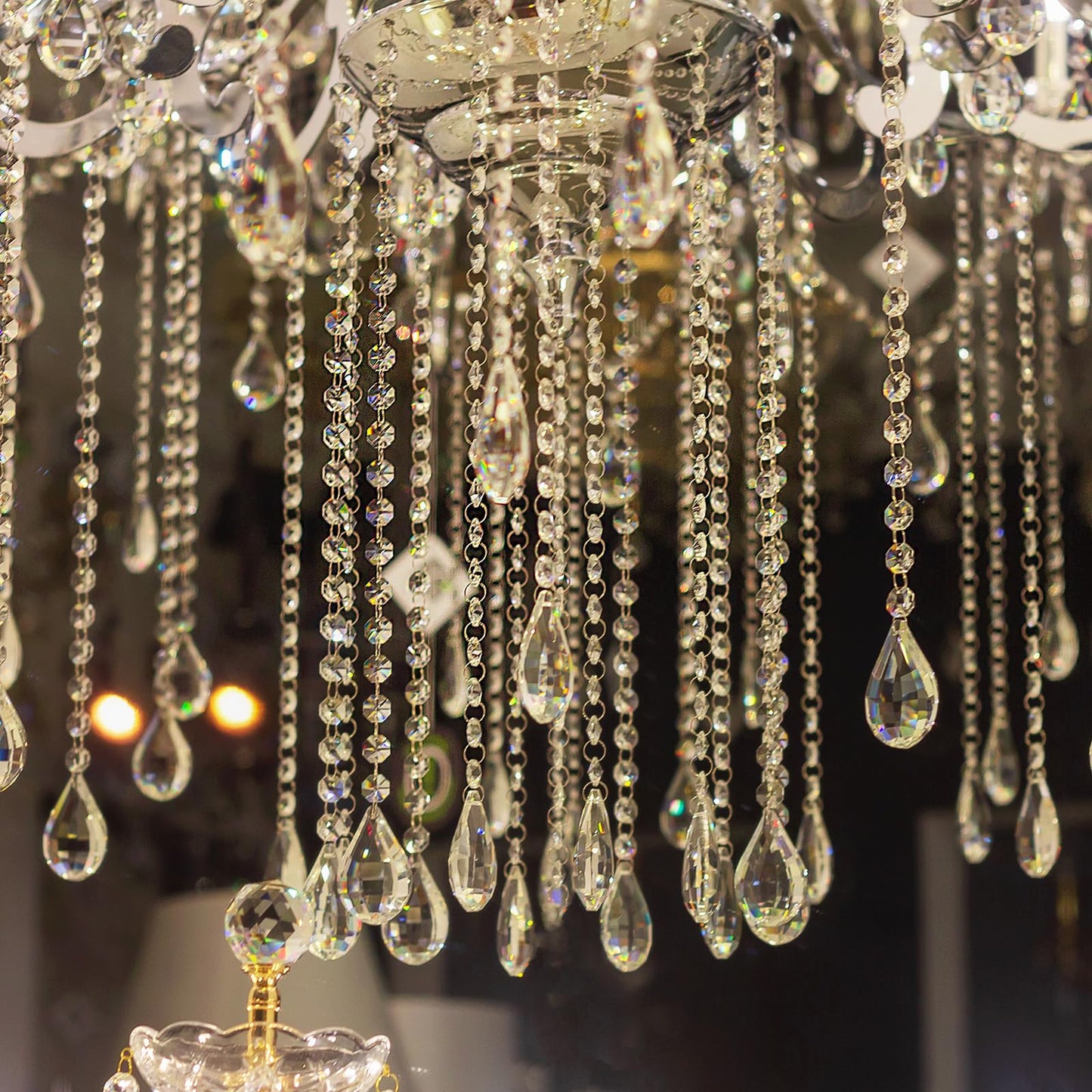 PATIKIL Teardrop Crystal Chandelier Pendants Beads, 5 Pack 135mm Length 38mm Chandelier Prisms Parts Ornaments Hanging Beads for DIY Arts Crafts Decoration, Electroplating Gray