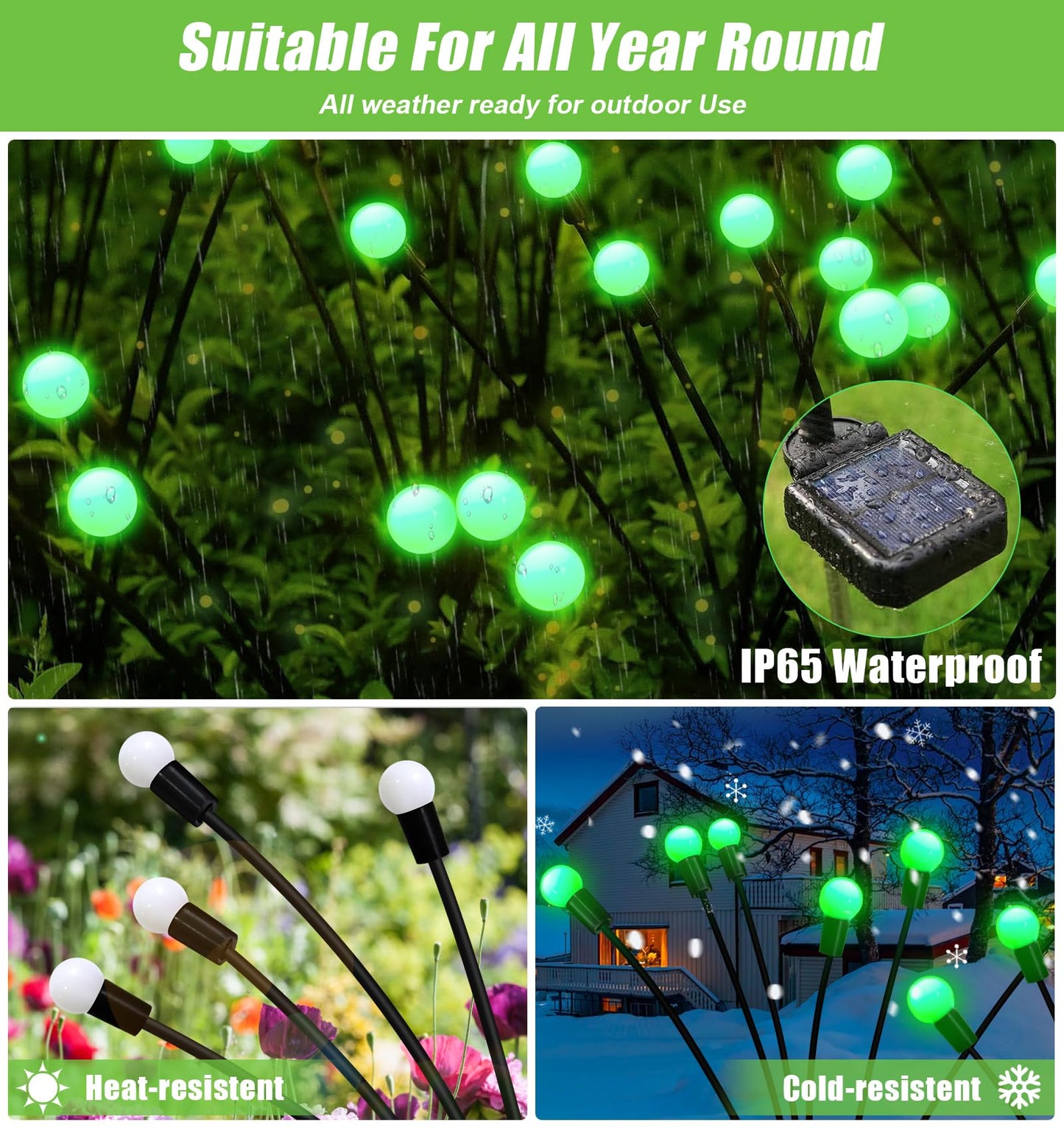 NBQQ Solar Garden Lights Outdoor, Waterproof Solar Powered Lights for Yard Pathway Patio, Swaying Lawn Decor as Gardening Gifts for Women Holiday(Green,4 Pack)