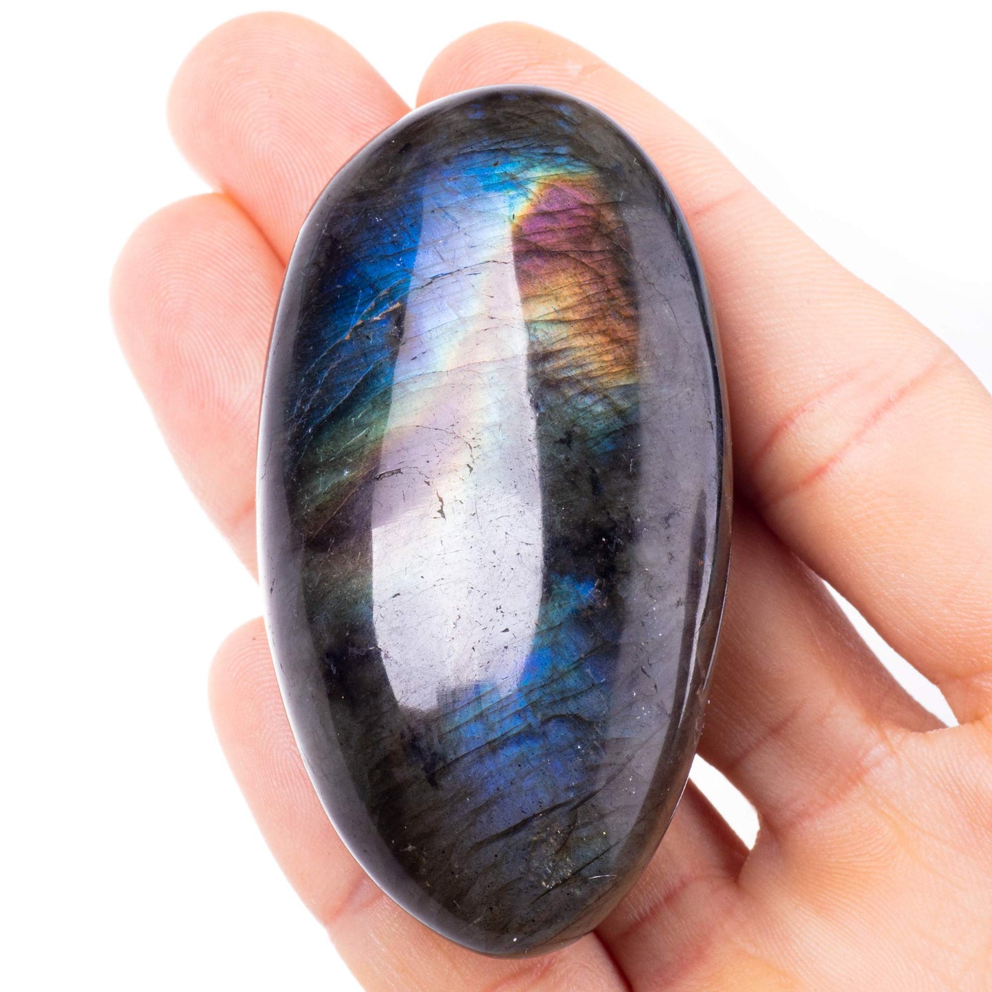 Labradorite Palm Stone Crystal Natural Chakra Reiki Polished Healing Pocket Worry Stone Crystal for Anxiety Stress Relief Therapy
