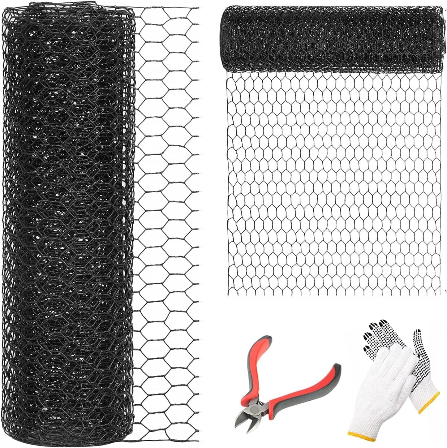 DOLEMODUO 1/2 Inch Black Wire Mesh Roll - 24'' x 100' Chicken Wire Fence, 20 Gauge Hardware Cloth Poultry Netting for Garden/Animal Barrier/Rabbit/Floral/Chicken Coop/DIY Projects