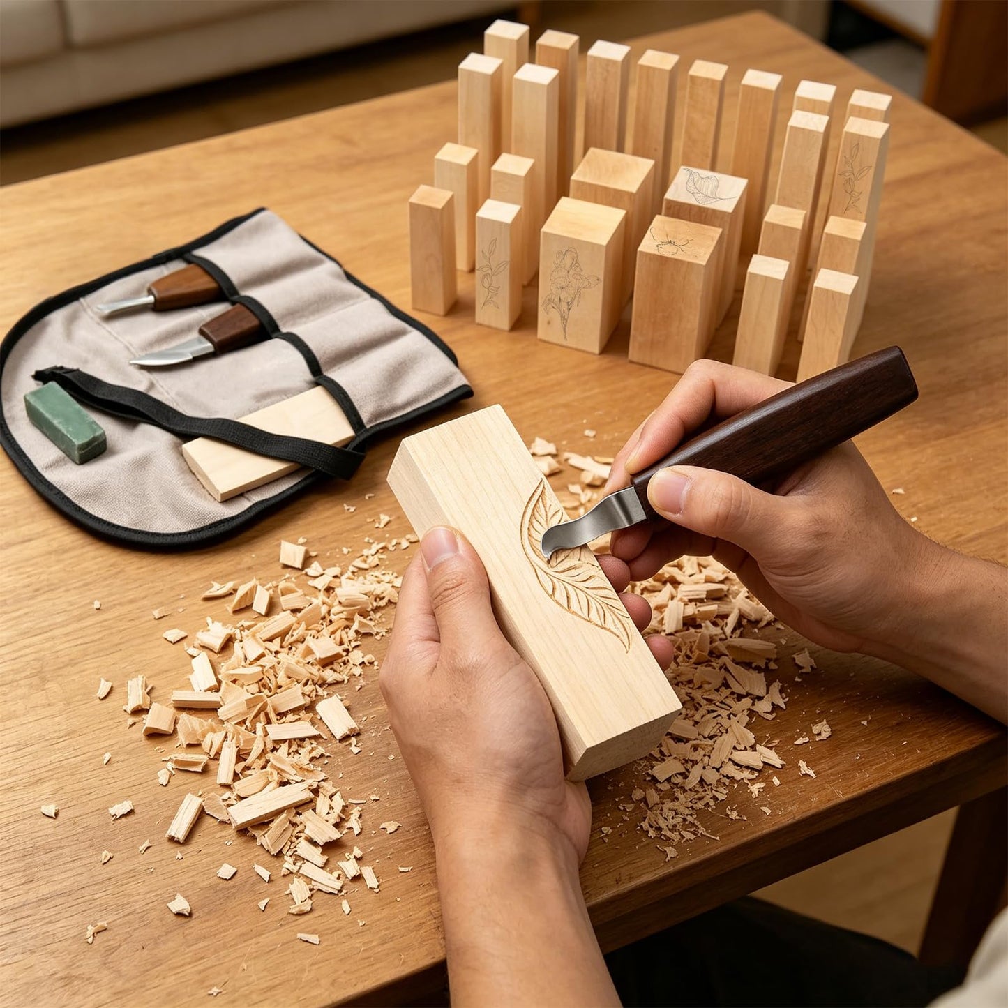 30 Piece whittling wood Includes Basswood Blocks Designed for Adults and Beginners，wood、basswood、wood carving kit、basswood carving blocks、wooden blocks、wood carving、whittling kit.First the gift